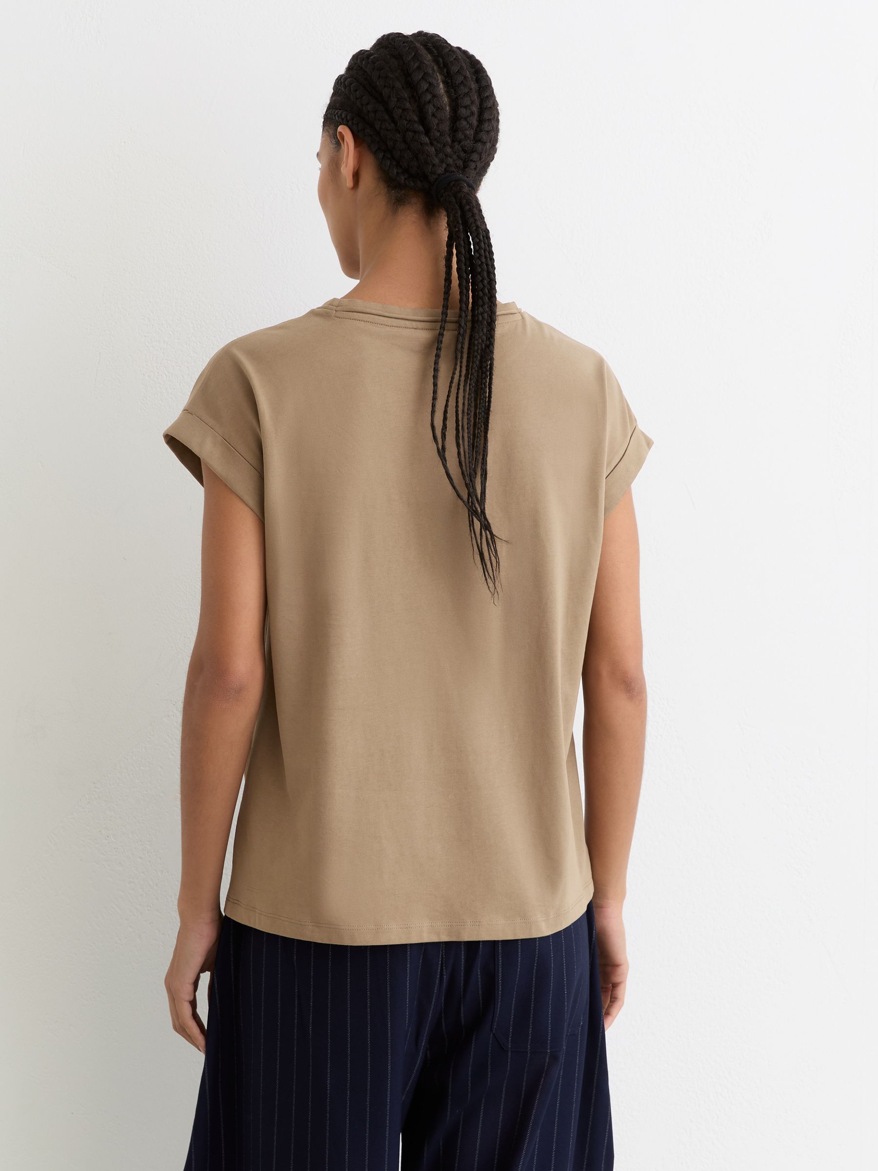 Brushed-Cotton Crew-Neck T-Shirt in Taupe Neutral - Image 5 of 7