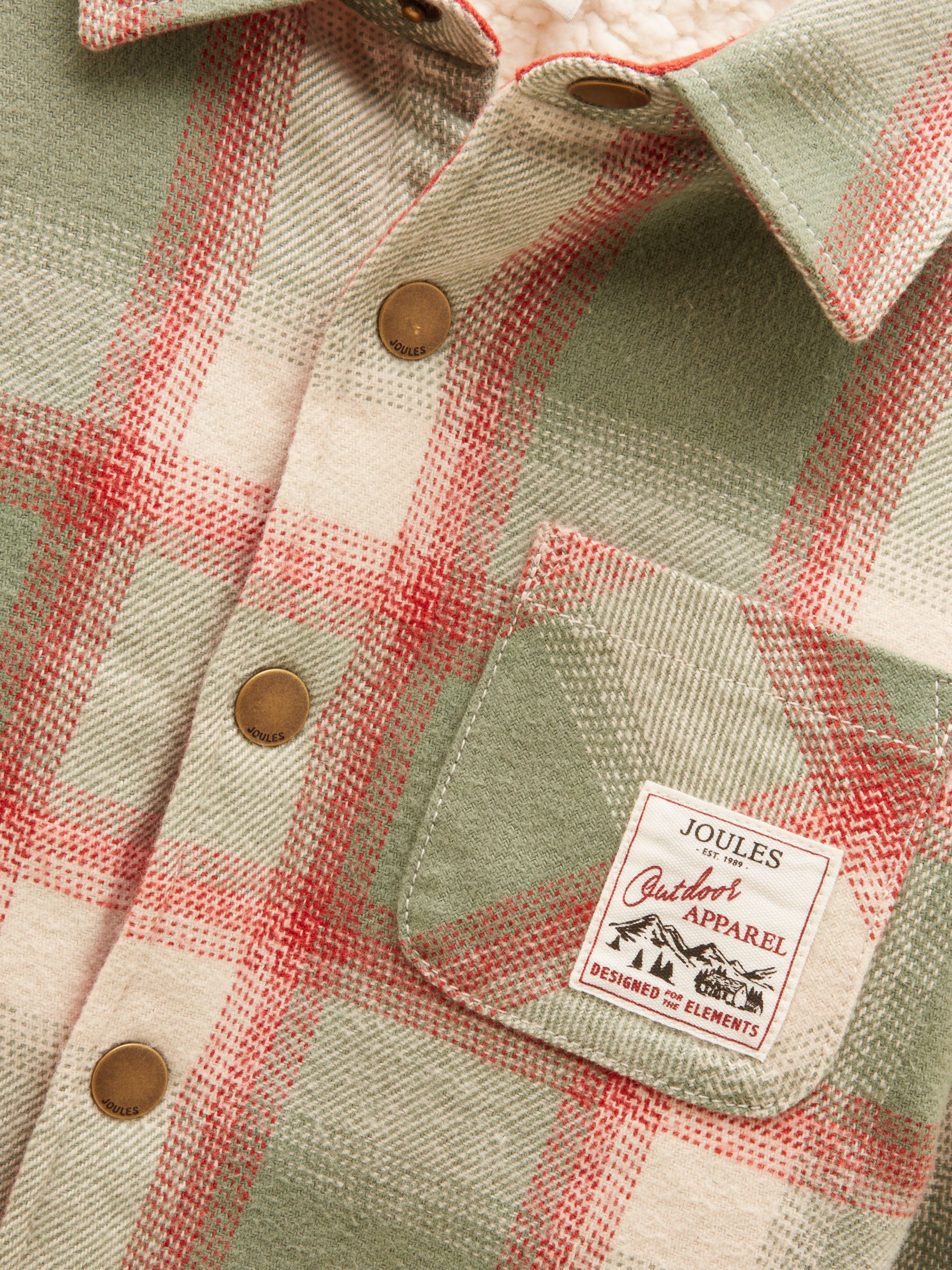Boys' Winston Green Check Shacket With Borg Lining - Image 3 of 5