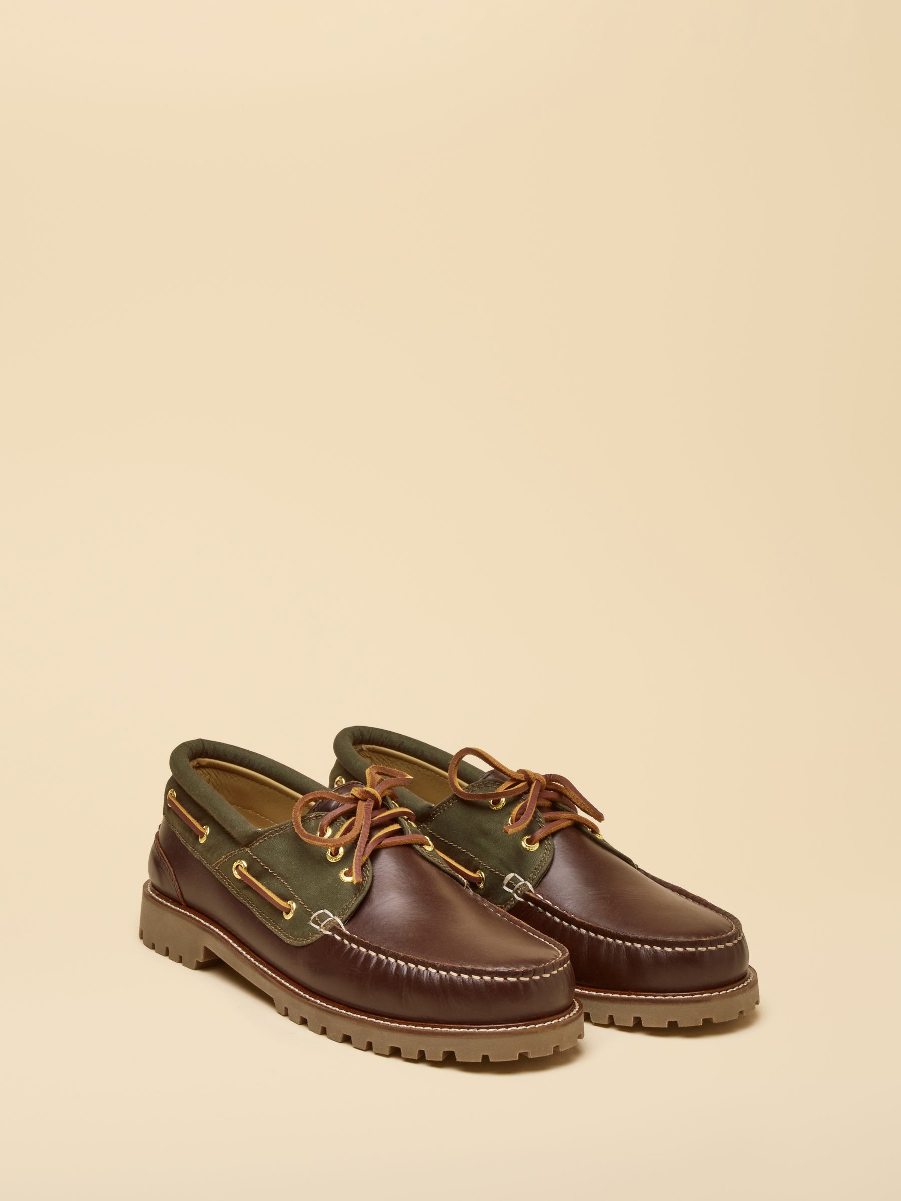 Joules X Chatham Brown Drift Cleated Deck Shoes - Image 1 of 7 Joules X Chatham Brown Drift Cleated Deck Shoes - Image 1 of 7
