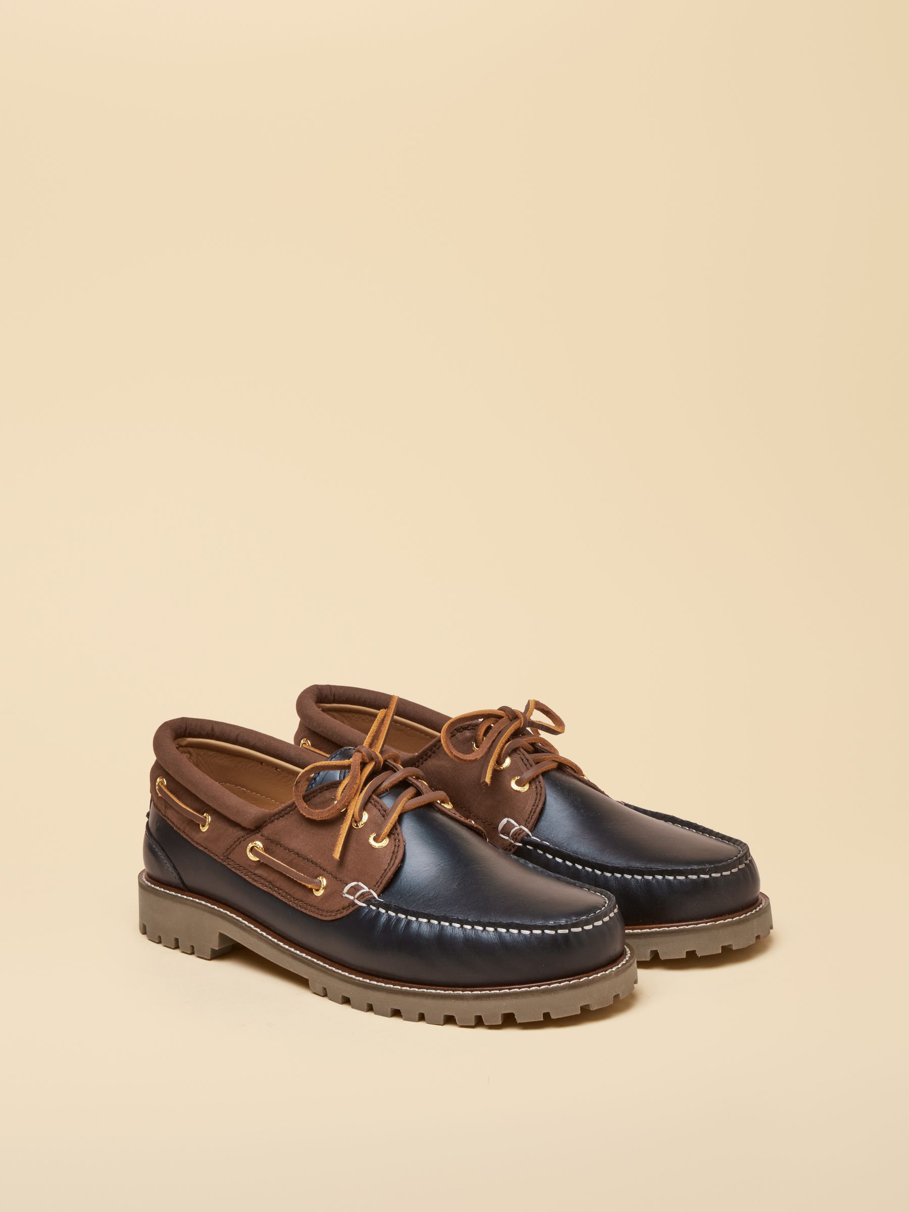 Joules X Chatham Navy Drift Cleated Deck Shoes - Image 1 of 7 Joules X Chatham Navy Drift Cleated Deck Shoes - Image 1 of 7
