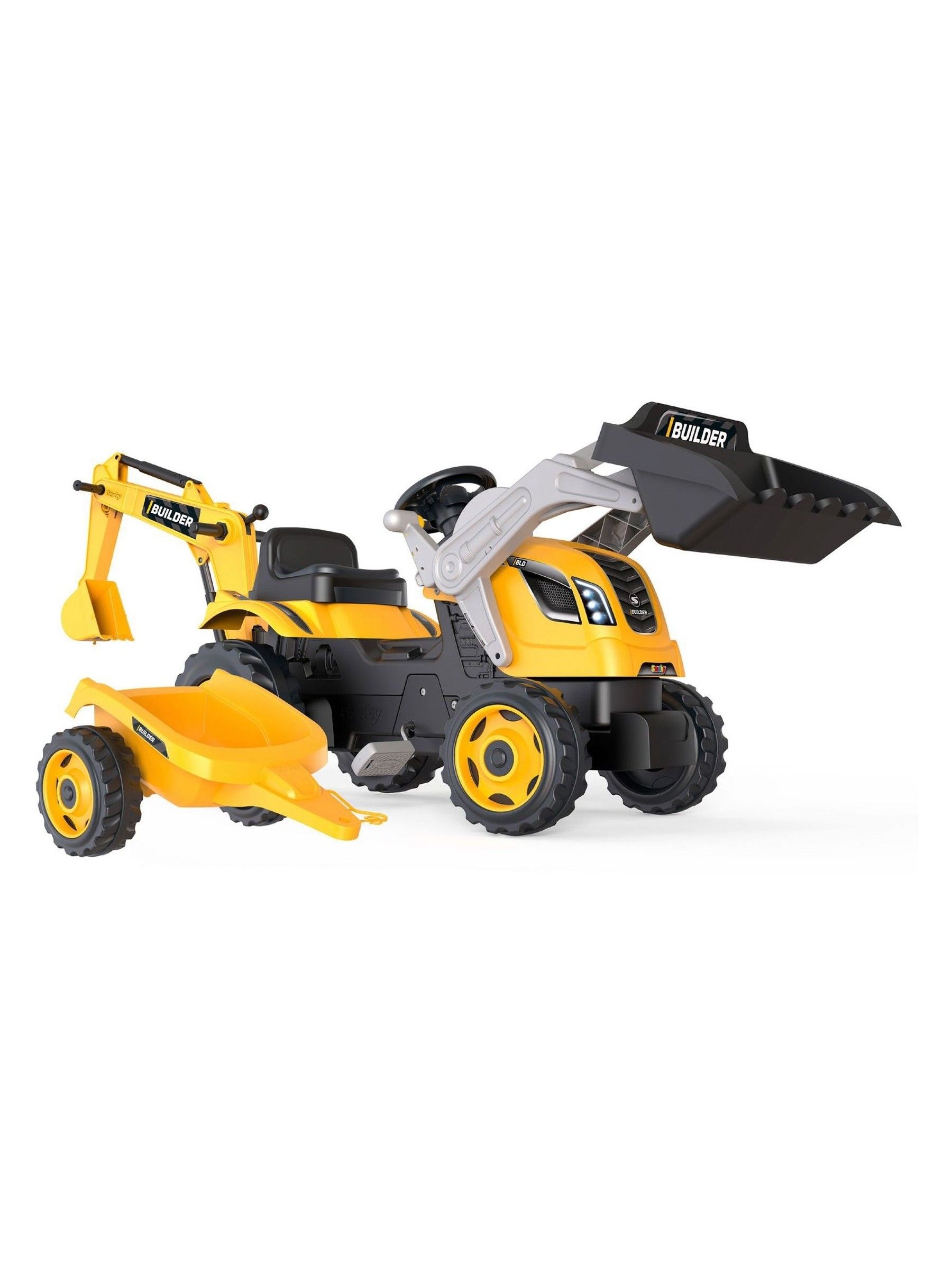 Smoby Yellow Builder Maxx Tractor and Trailer - Image 4 of 6