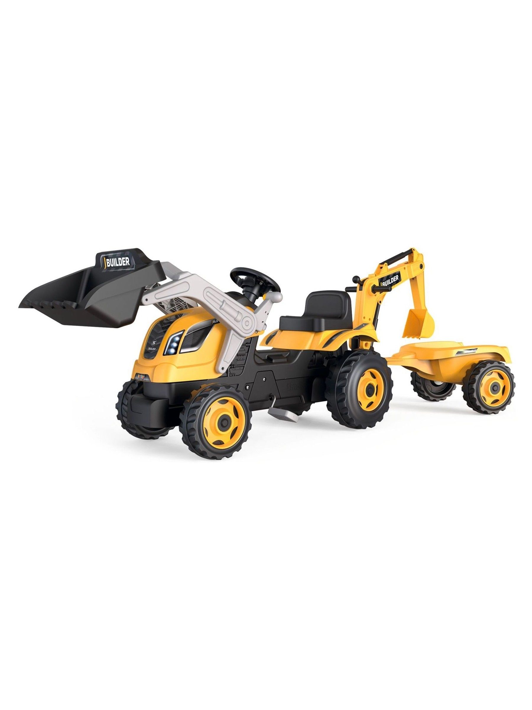 Smoby Yellow Builder Maxx Tractor and Trailer - Image 5 of 6