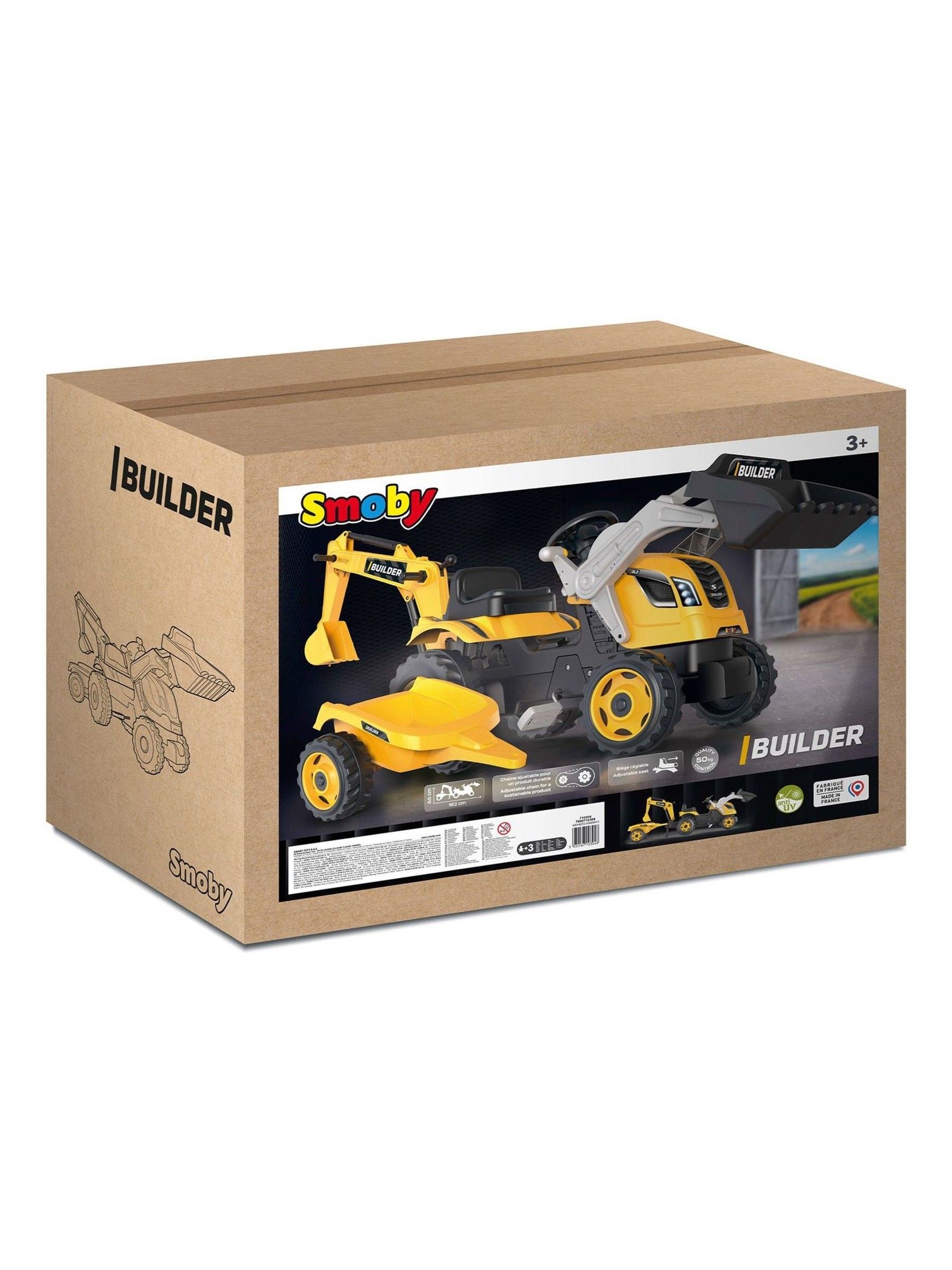 Smoby Yellow Builder Maxx Tractor and Trailer - Image 6 of 6 Smoby Yellow Builder Maxx Tractor and Trailer - Image 6 of 6