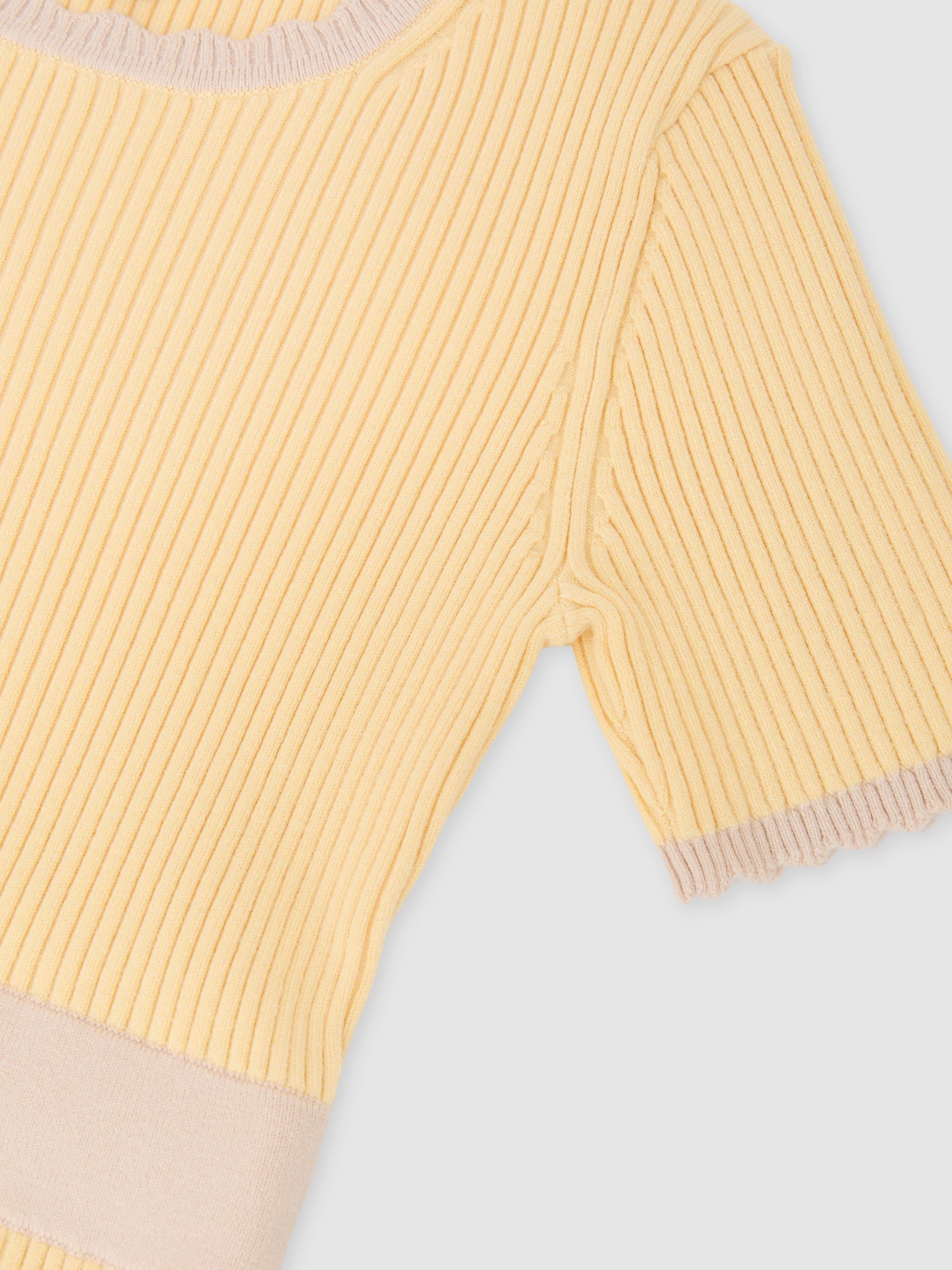 9-13 yrs Rib-Knit Colour-Block Dress in Lemon - Image 4 of 4