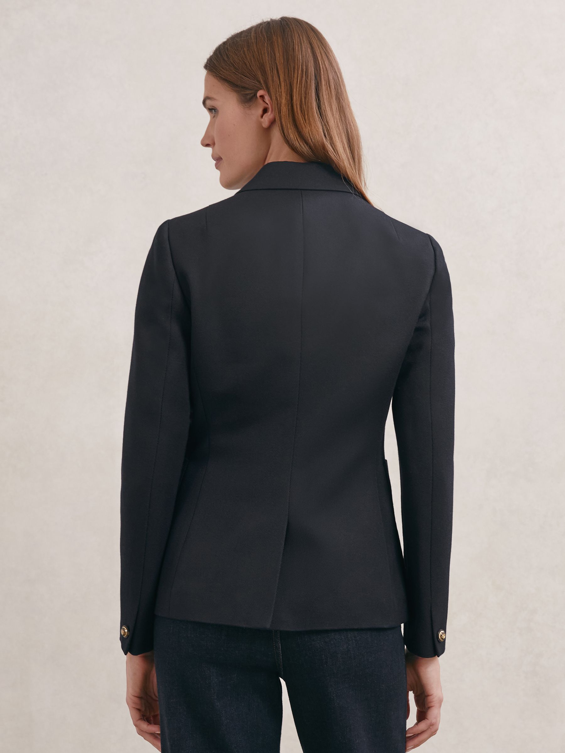 Wool-Blend Double-Breasted Blazer in Navy - image 5