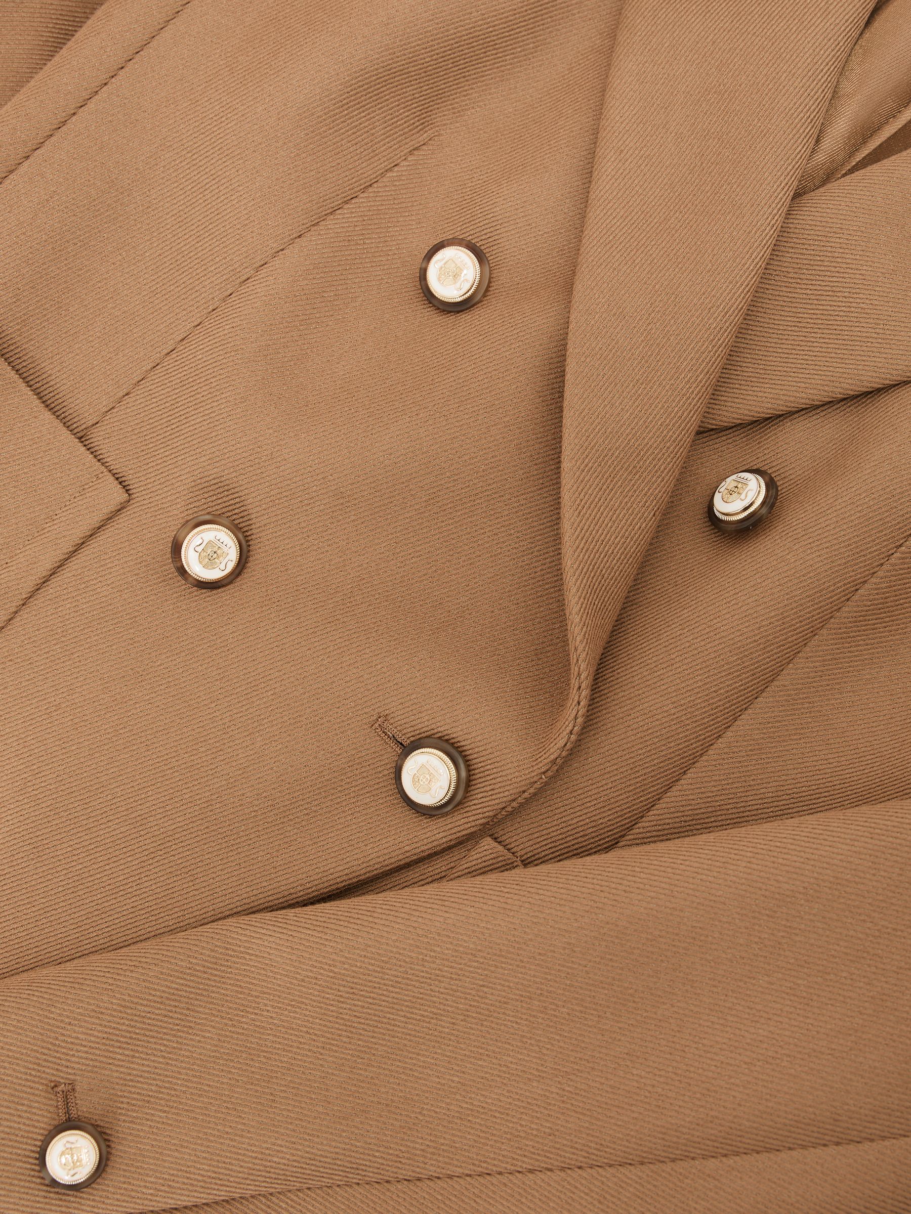 Petite Wool-Blend Double-Breasted Blazer in Camel - image 4