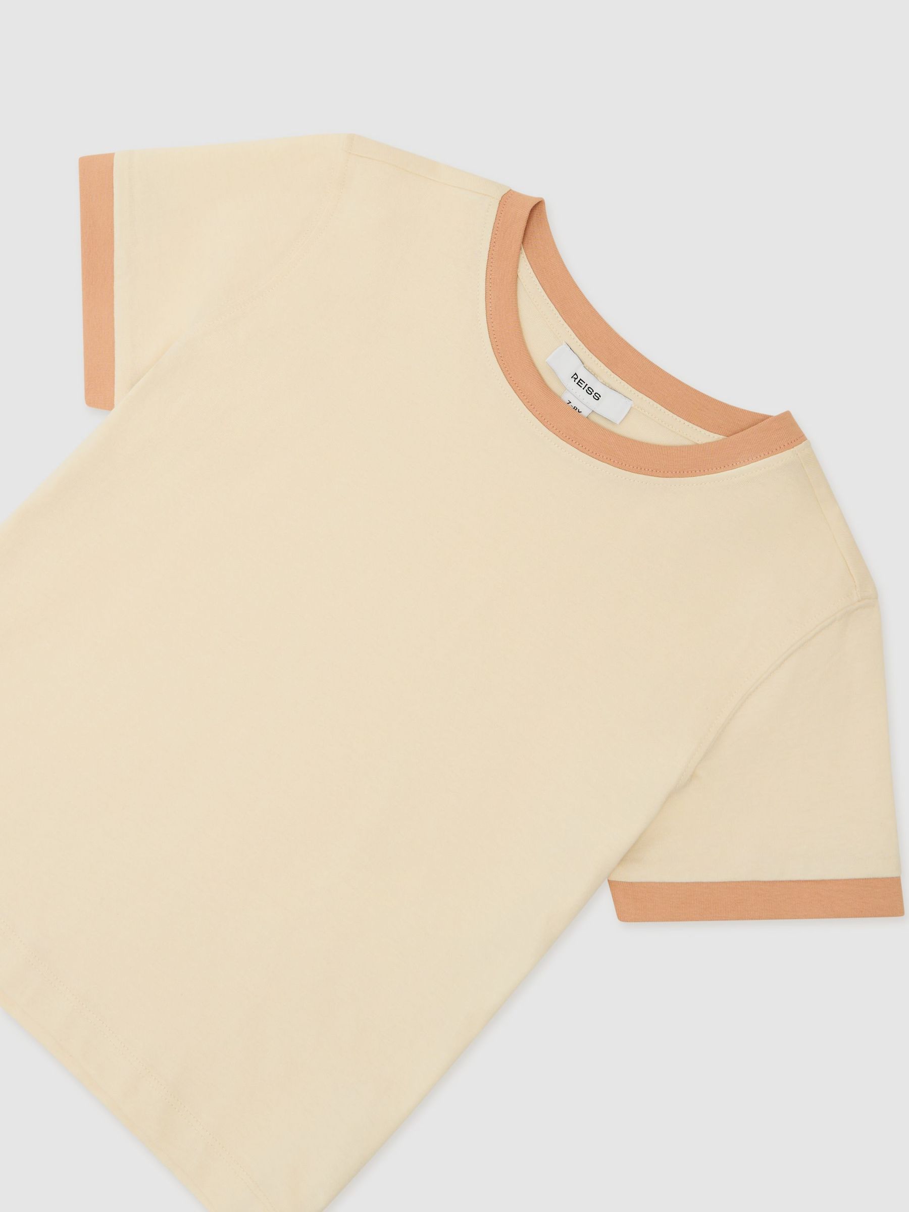 Cotton Crew-Neck T-Shirt in Cream - Image 1 of 3
