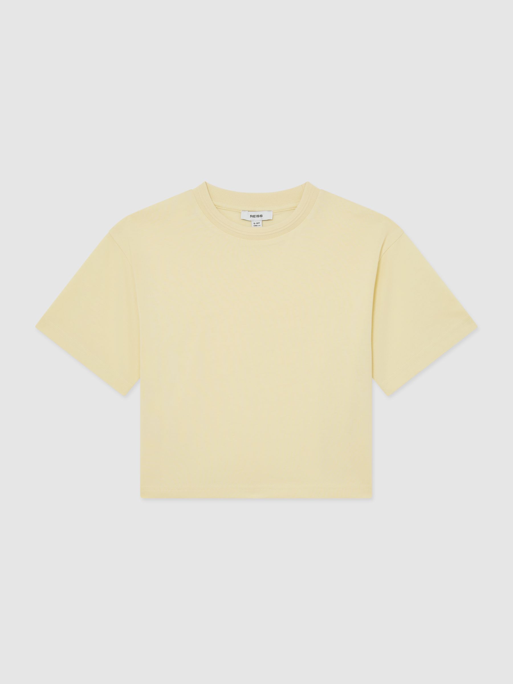 Cotton Ribbed-Neck Oversized T-Shirt in Yellow - Image 1 of 4