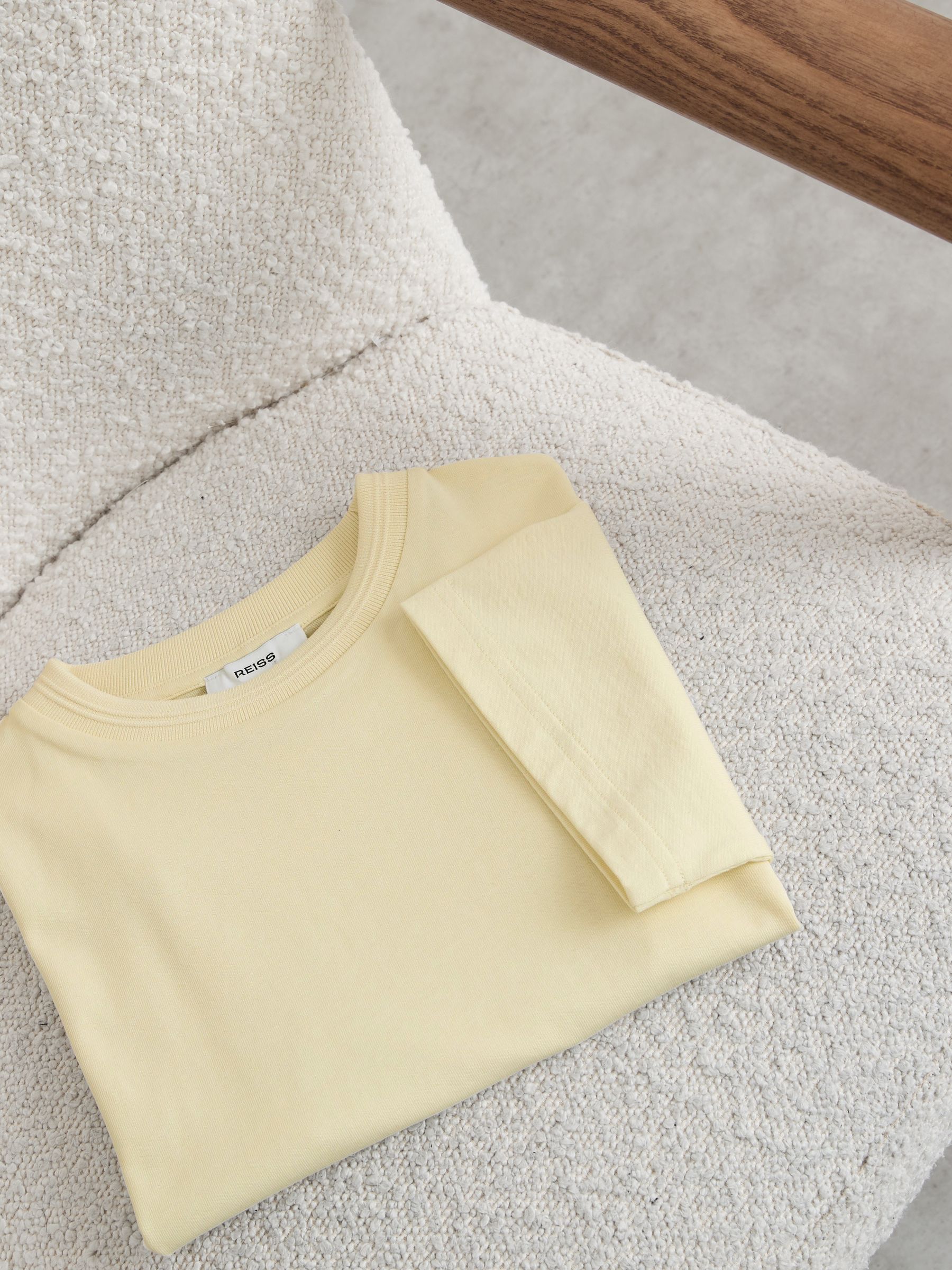 Cotton Ribbed-Neck Oversized T-Shirt in Yellow - Image 2 of 4