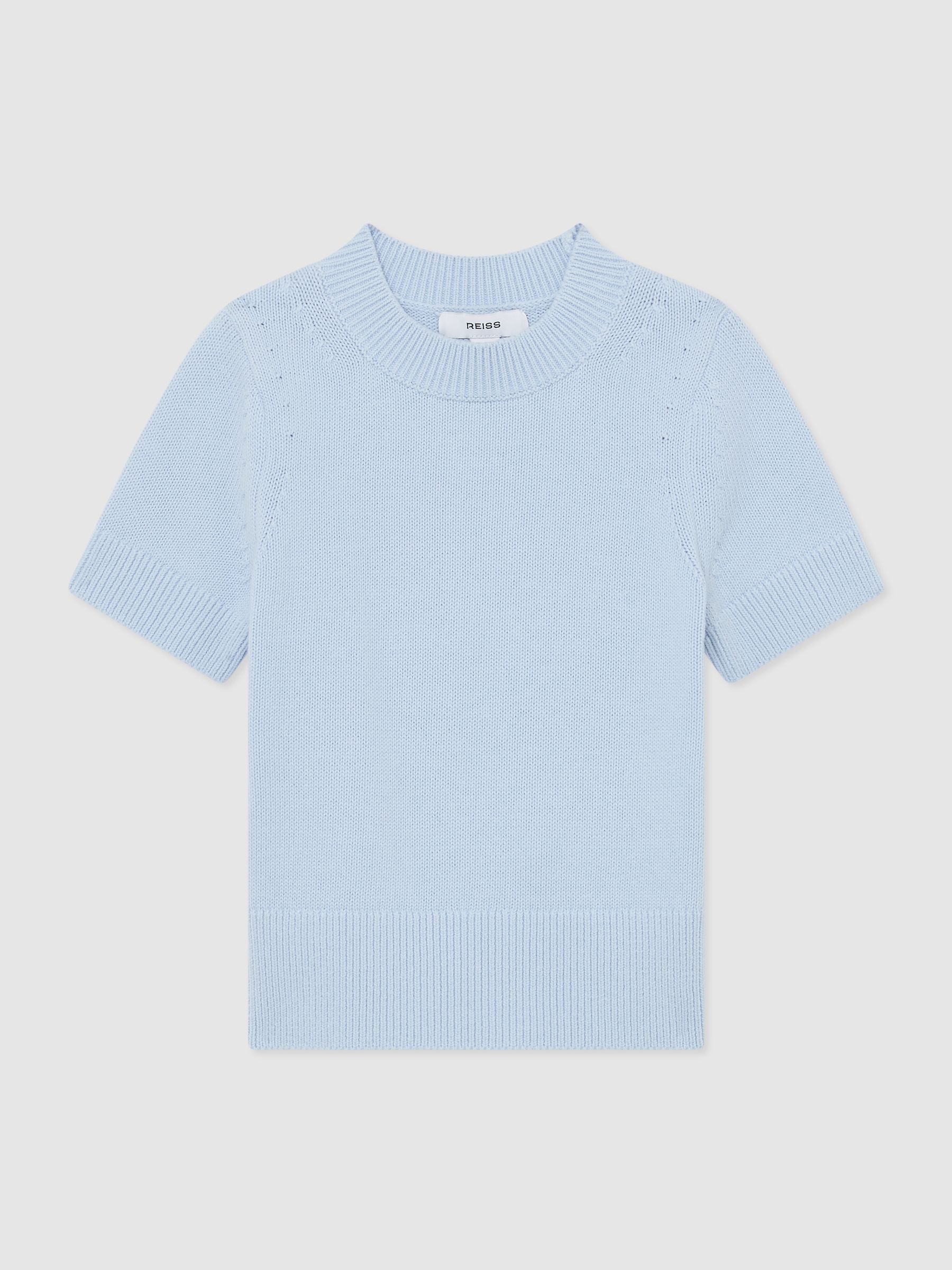 9-13 yrs Cotton Short-Sleeve Jumper in Pale Blue - Image 3 of 3