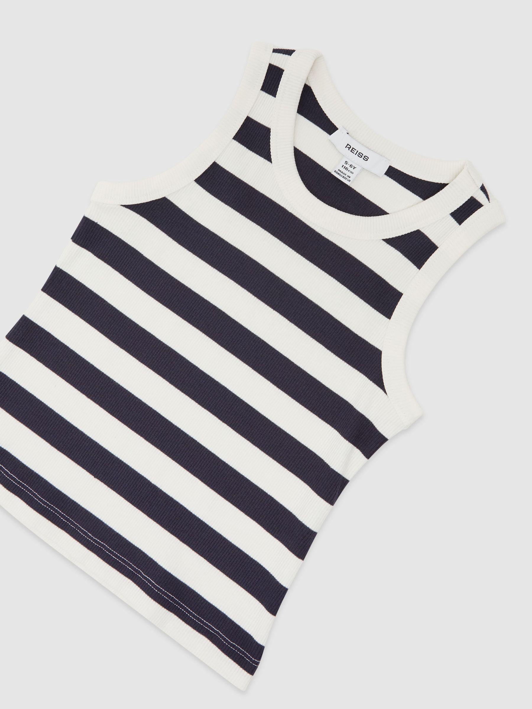 Stretch-Cotton Stripe Ribbed Vest in Navy/Ivory - Image 3 of 3