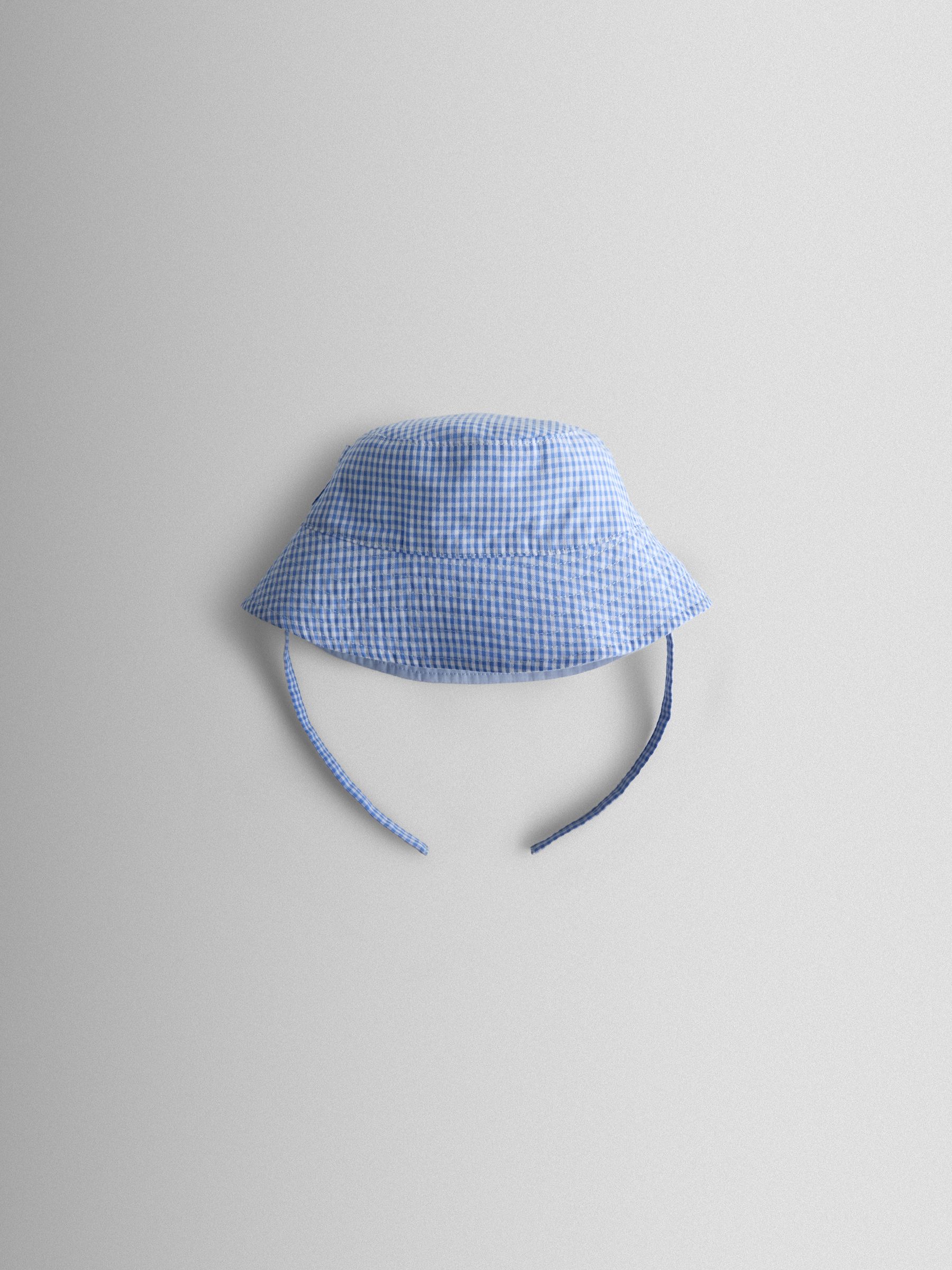 Light Blue Gingham Reversible Bucket Hat - Image 4 of 7