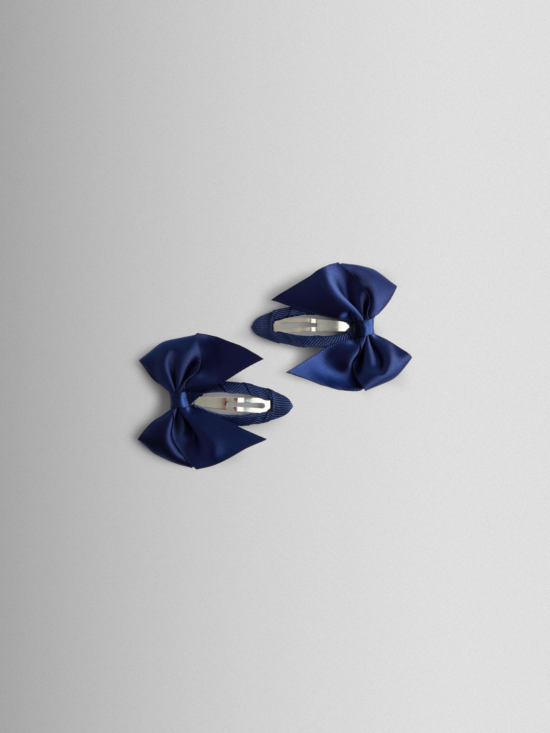 Navy Satin Bow Clips 2 Pack - Image 2 of 3