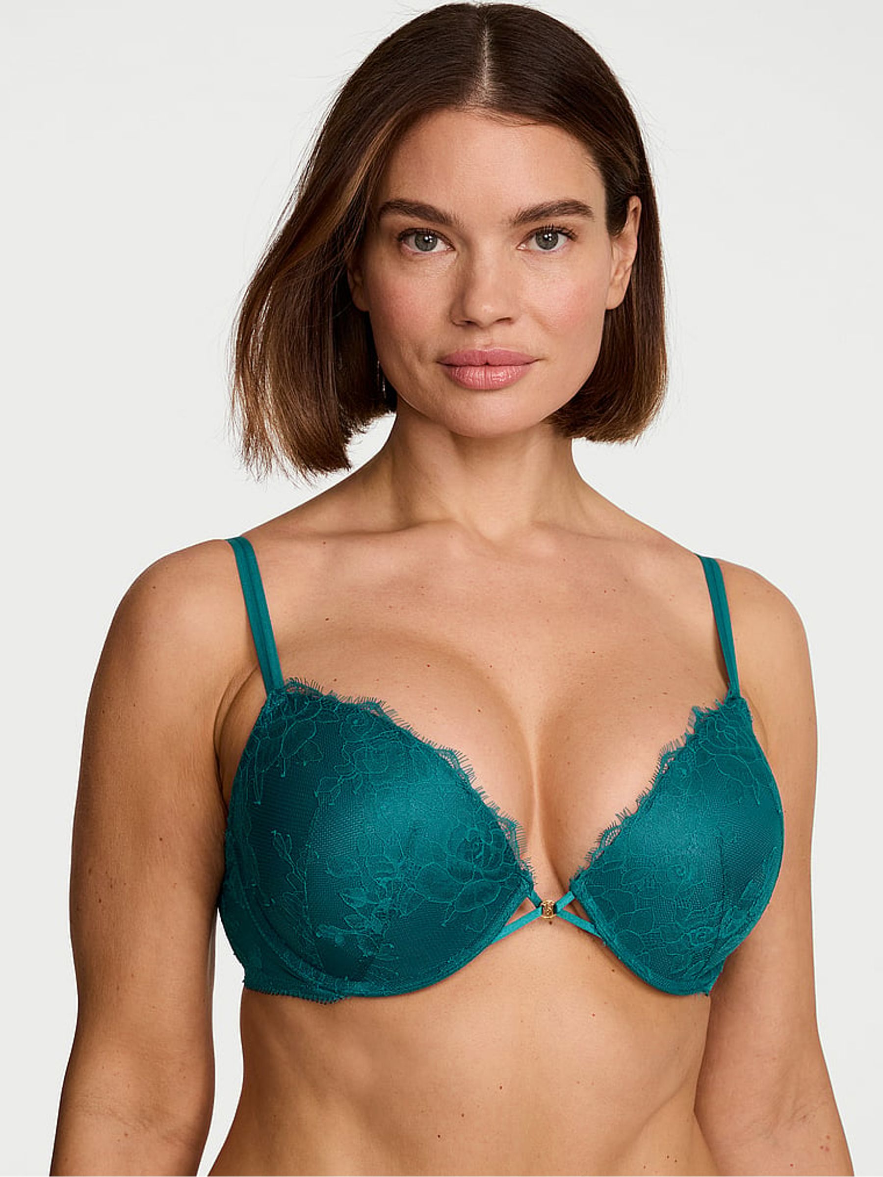 True Teal Blue Push Up Lace Bra - Image 1 of 2