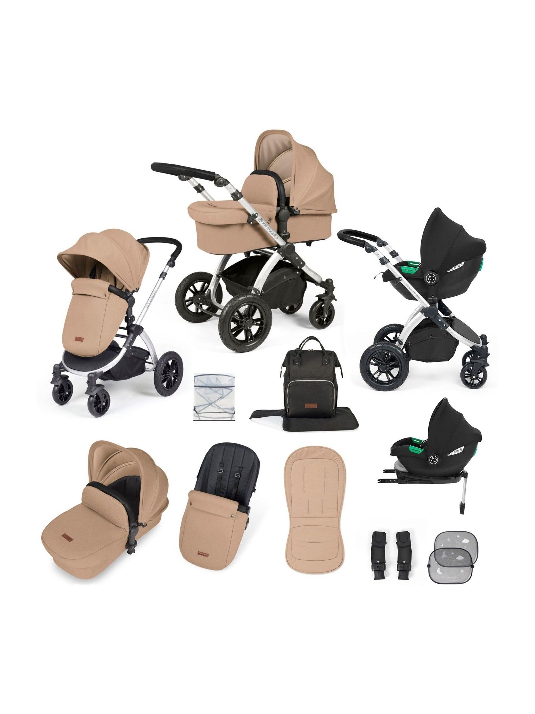Ickle Bubba 12 Piece Brown Stomp Luxe Travel System with iSize Cirrus Car Seat - Image 1 of 4