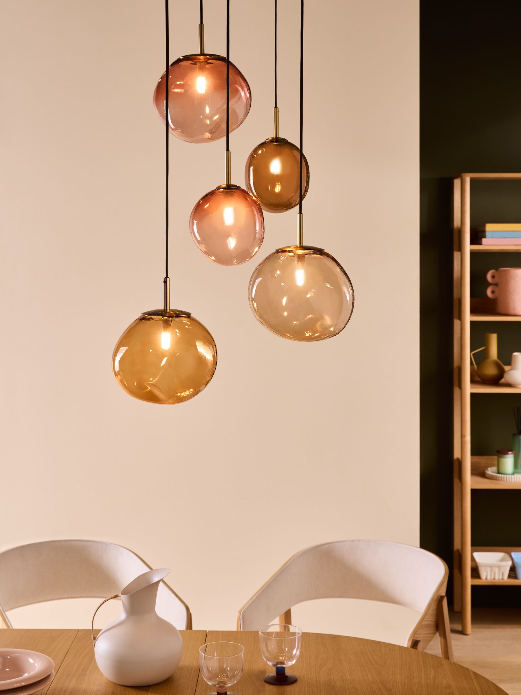 Roux 5 Light Cluster Ceiling Lights in Pink Multi - Image 1 of 5 Roux 5 Light Cluster Ceiling Lights in Pink Multi - Image 1 of 5