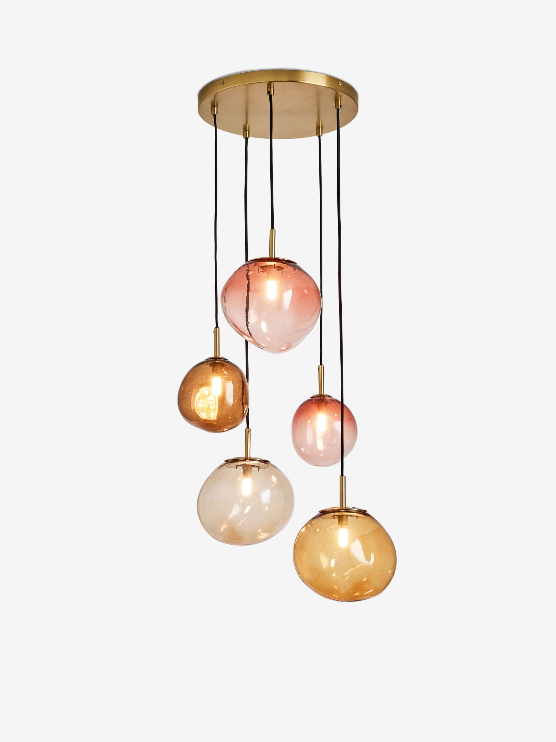 Roux 5 Light Cluster Ceiling Lights in Pink Multi - Image 4 of 5