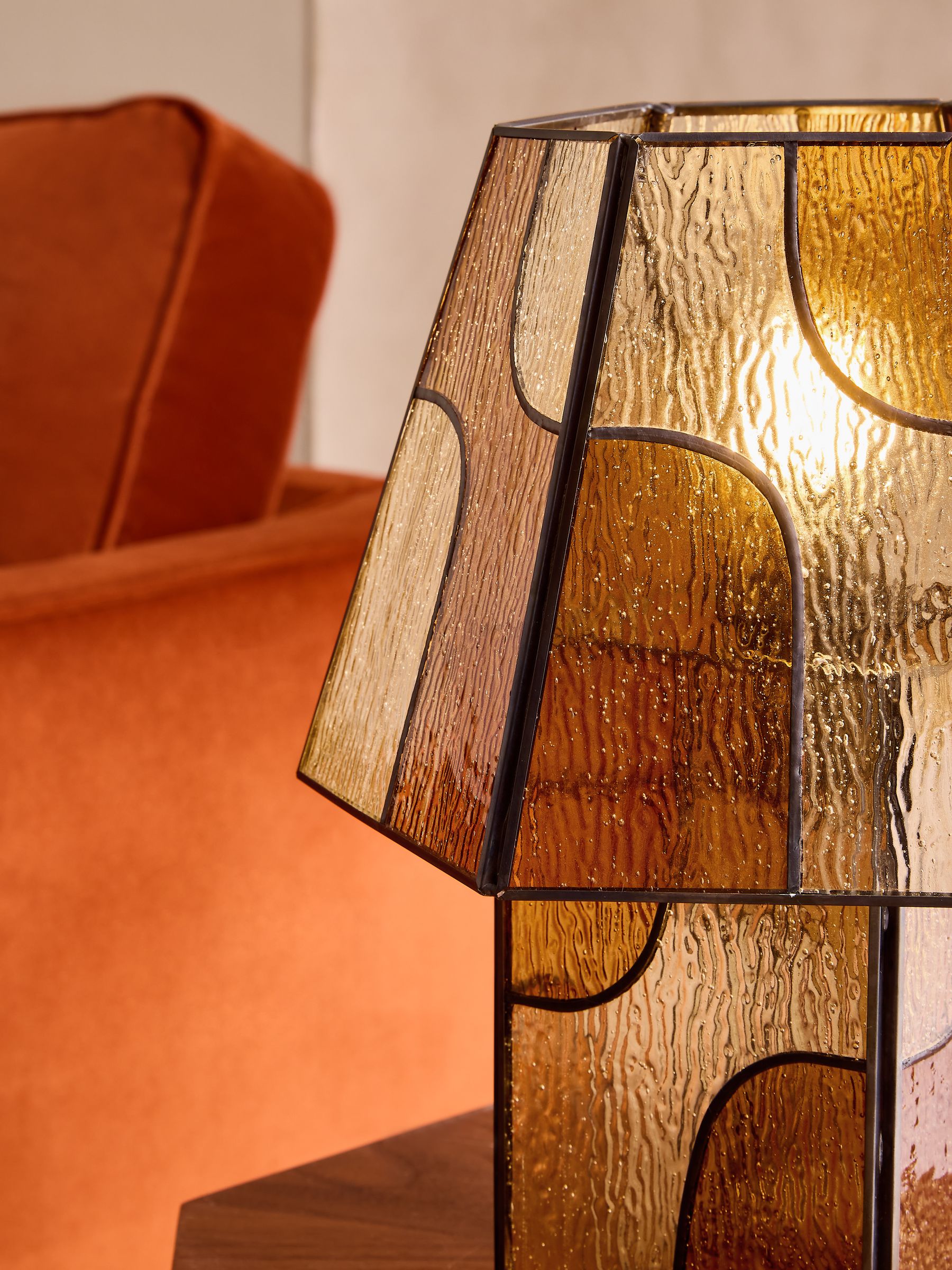 Delmar Table Lamp in Amber Orange - Image 2 of 5 Delmar Table Lamp in Amber Orange - Image 2 of 5
