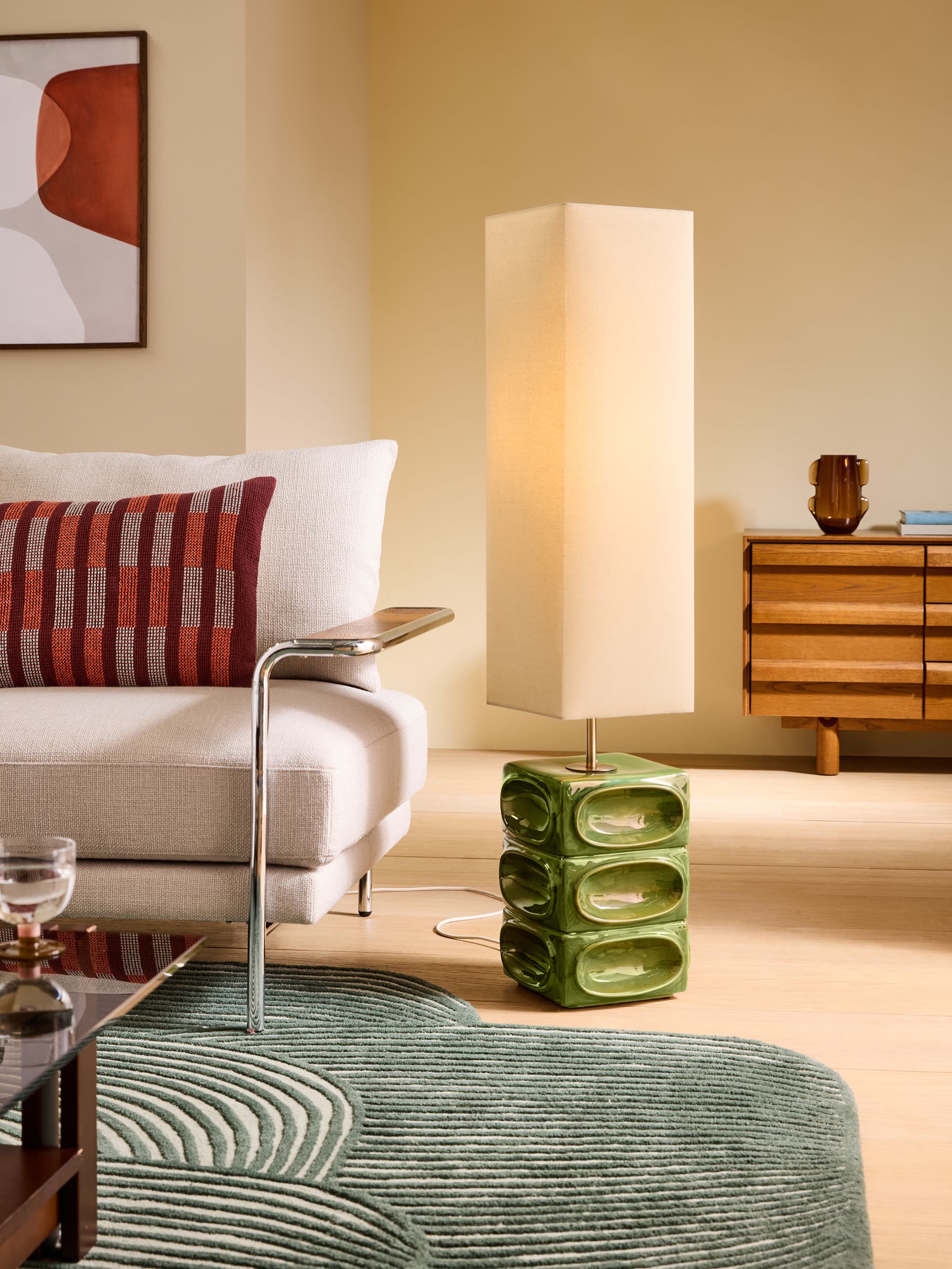 Nell Ceramic Floor Light in Green/Ecru - Image 1 of 5 Nell Ceramic Floor Light in Green/Ecru - Image 1 of 5