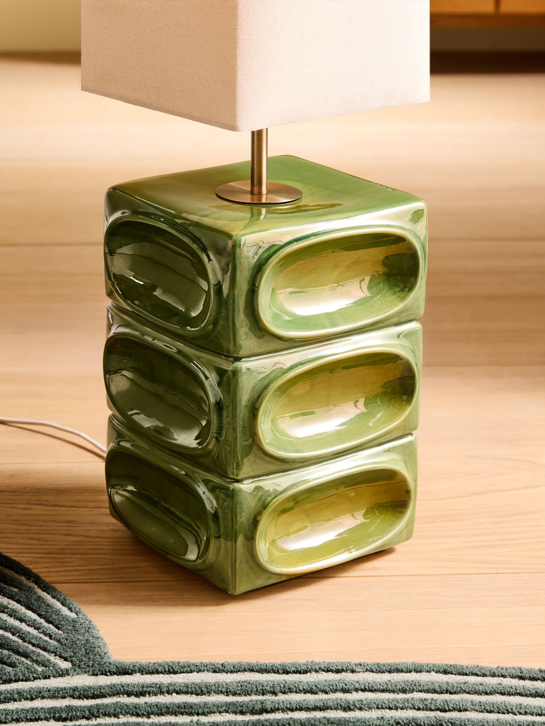 Nell Ceramic Floor Light in Green/Ecru - Image 2 of 5