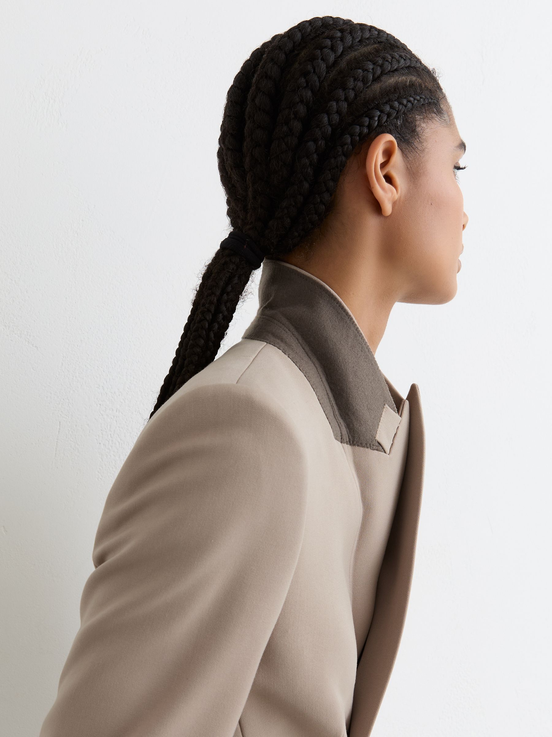 Tailored Single Breasted Suit Blazer in Stone Neutral - Image 3 of 8