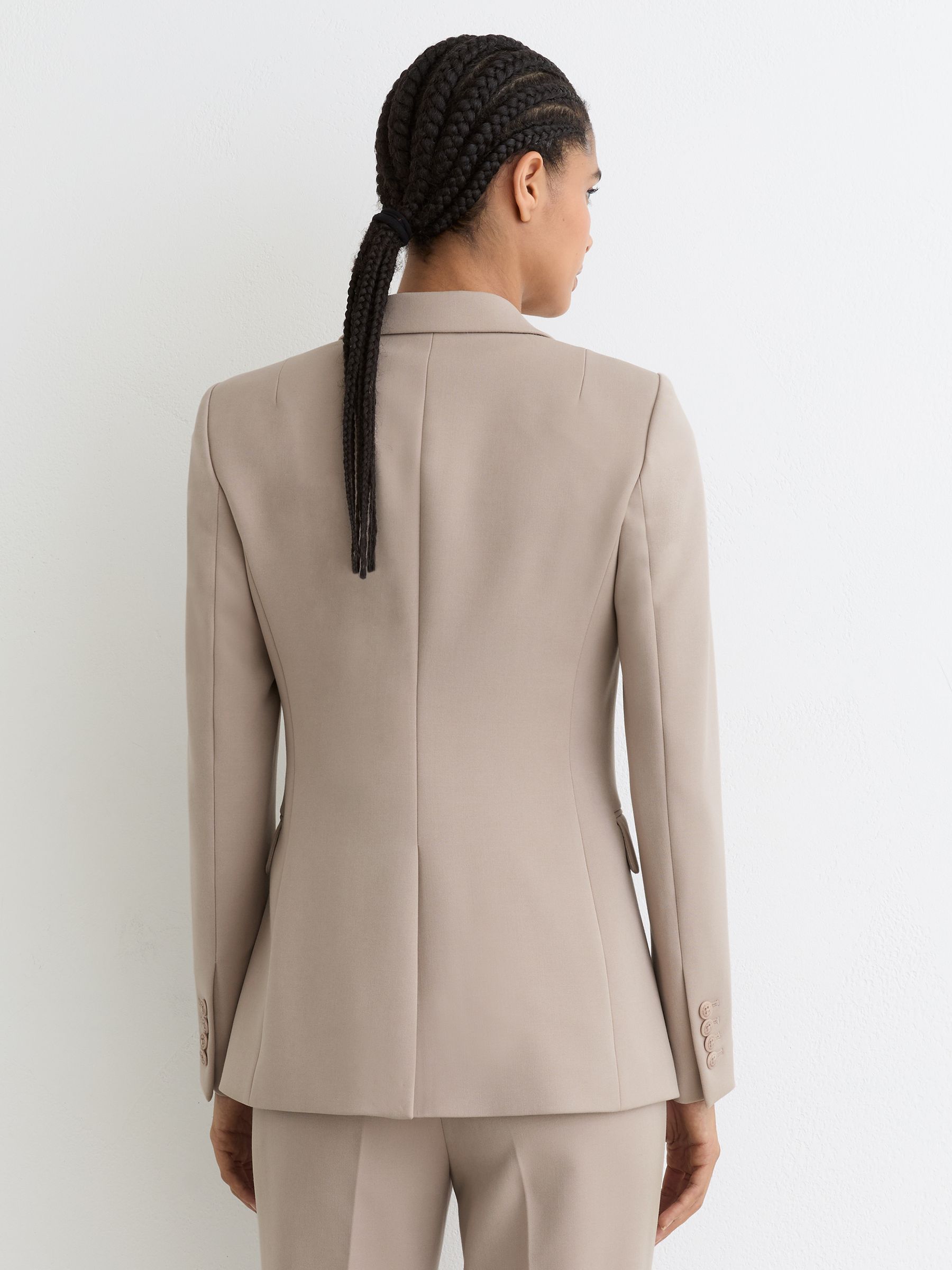 Tailored Single Breasted Suit Blazer in Stone Neutral - Image 5 of 8