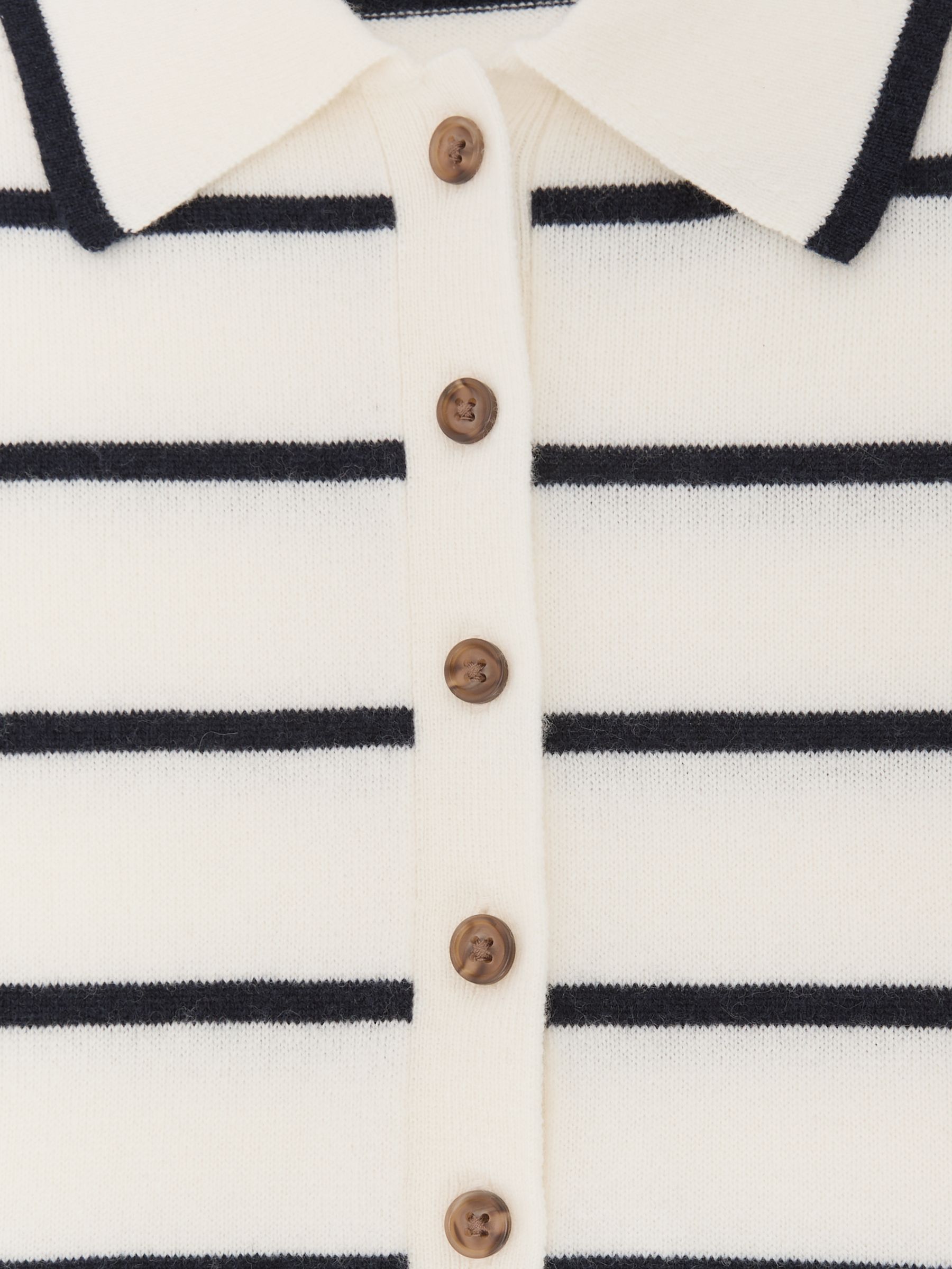 Wool-Cashmere Stripe Polo Vest in Ivory/Navy - image 3