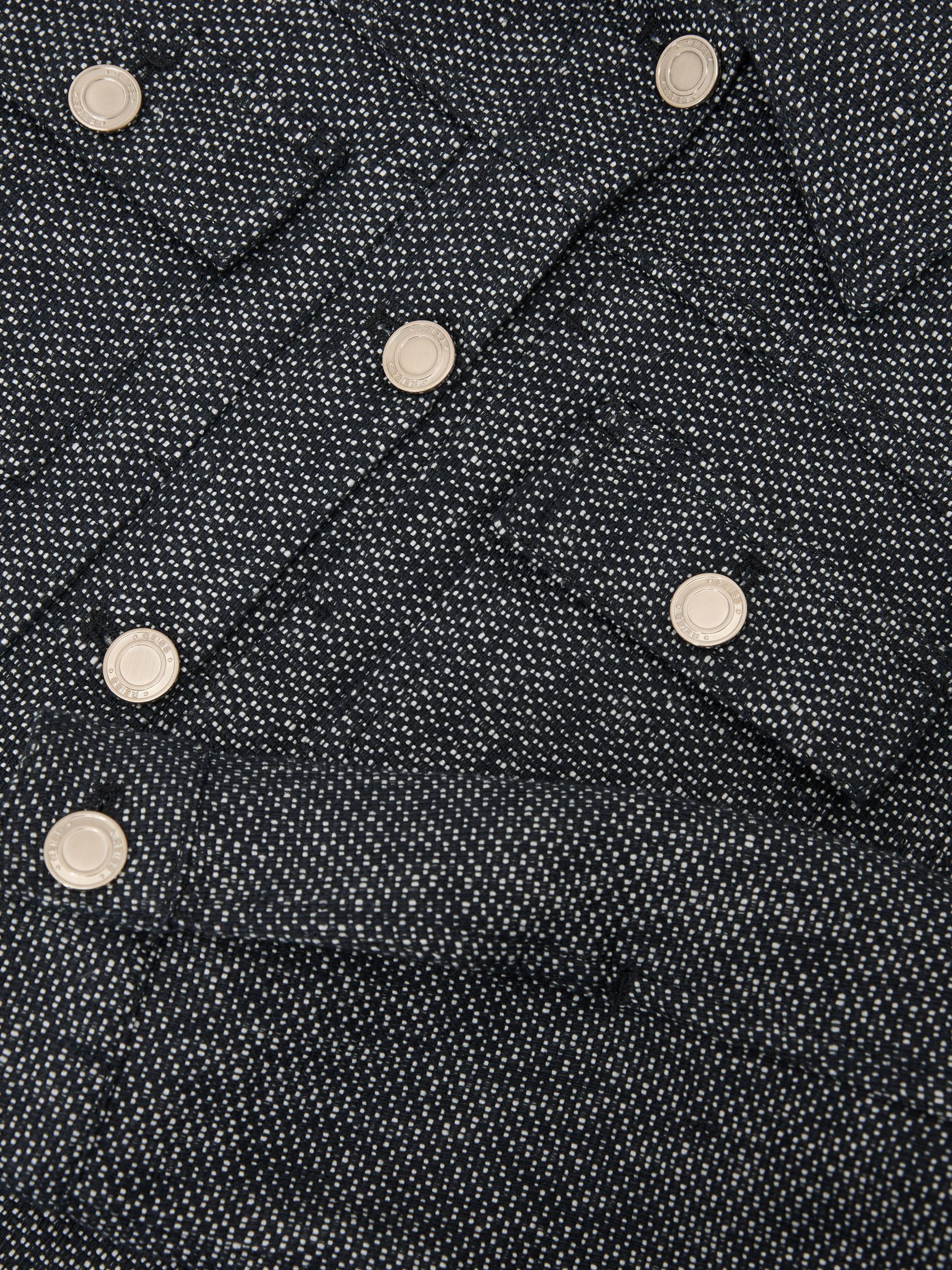 Linen-Cotton Woven Trucker Jacket in Navy - image 5