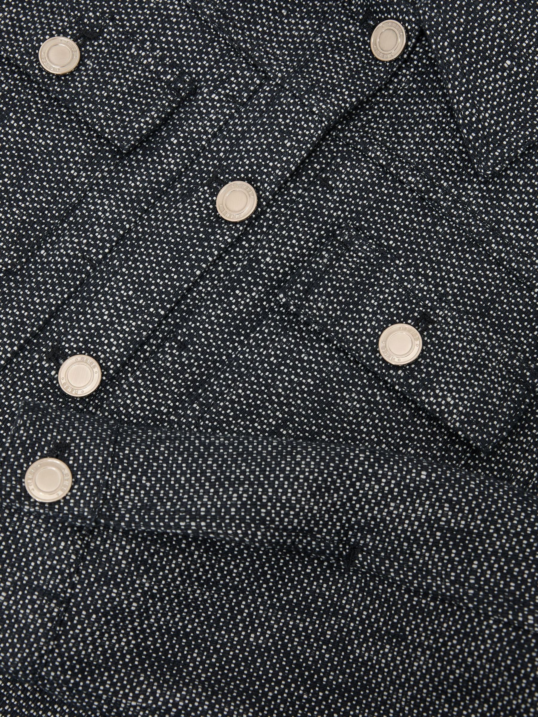Linen-Cotton Woven Trucker Jacket in Navy - image 2