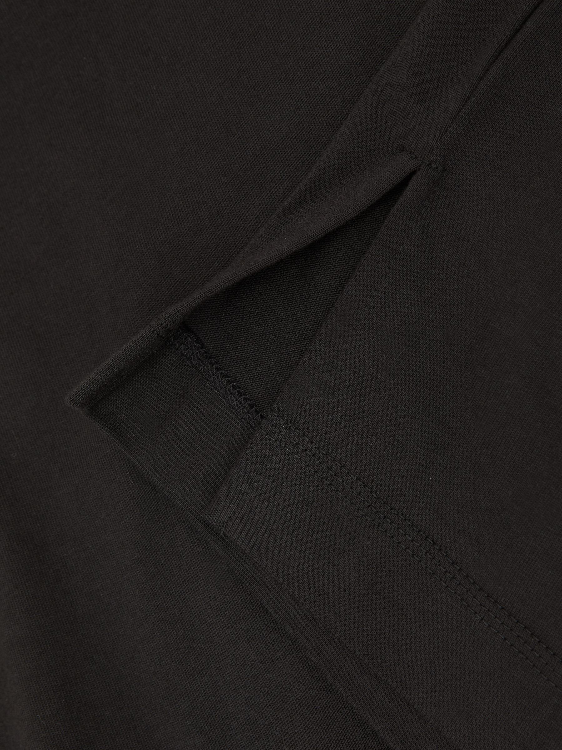 Cotton Ribbed-Neck Oversized T-Shirt in Black - image 3