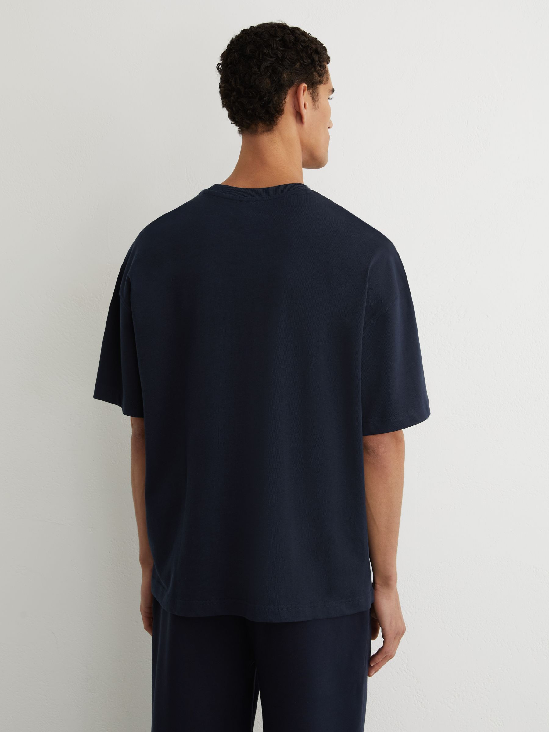 Monogram Embroidered Relaxed-Fit T-Shirt in Navy - image 4