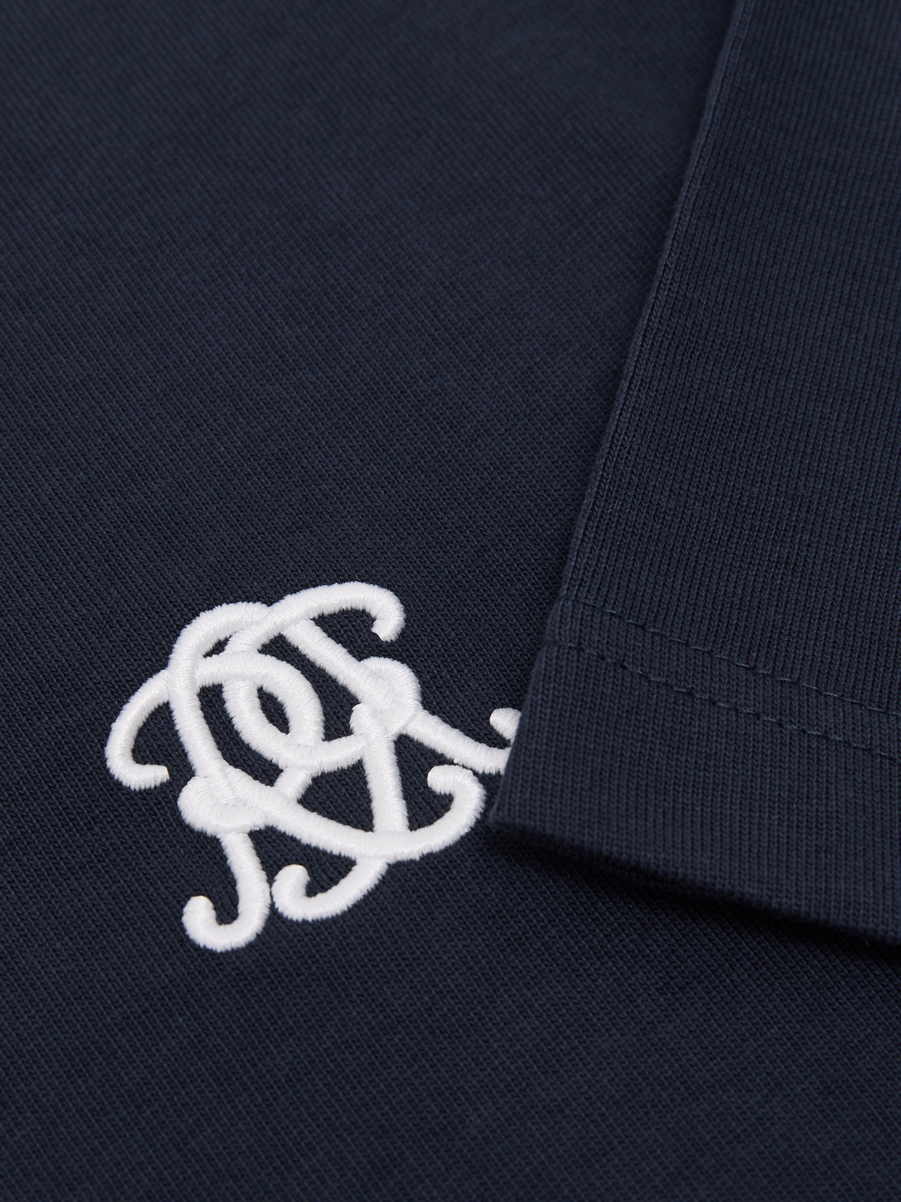 Monogram Embroidered Relaxed-Fit T-Shirt in Navy - Image 6 of 6