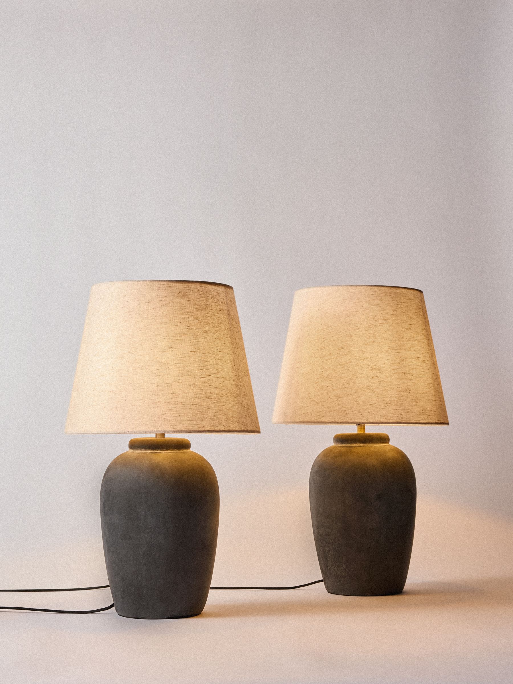 The Set 2 Pack Black/Cream Textured Ceramic Large Table Lamps - Image 1 of 6