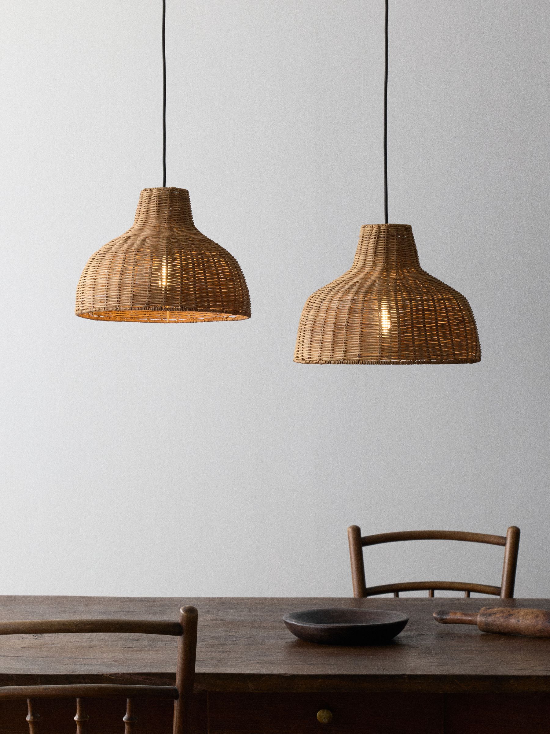 The Set 2 Pack Natural Rattan Easy Fit Light Shades - Image 1 of 4