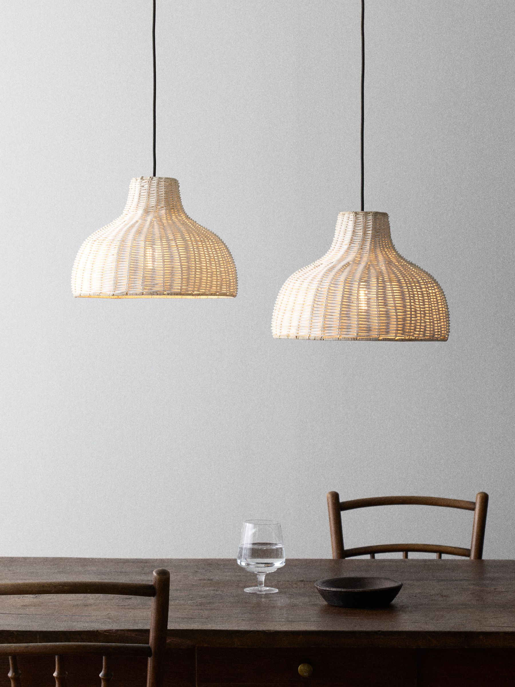 The Set 2 Pack Cream Rattan Easy Fit Light Shades - Image 1 of 4
