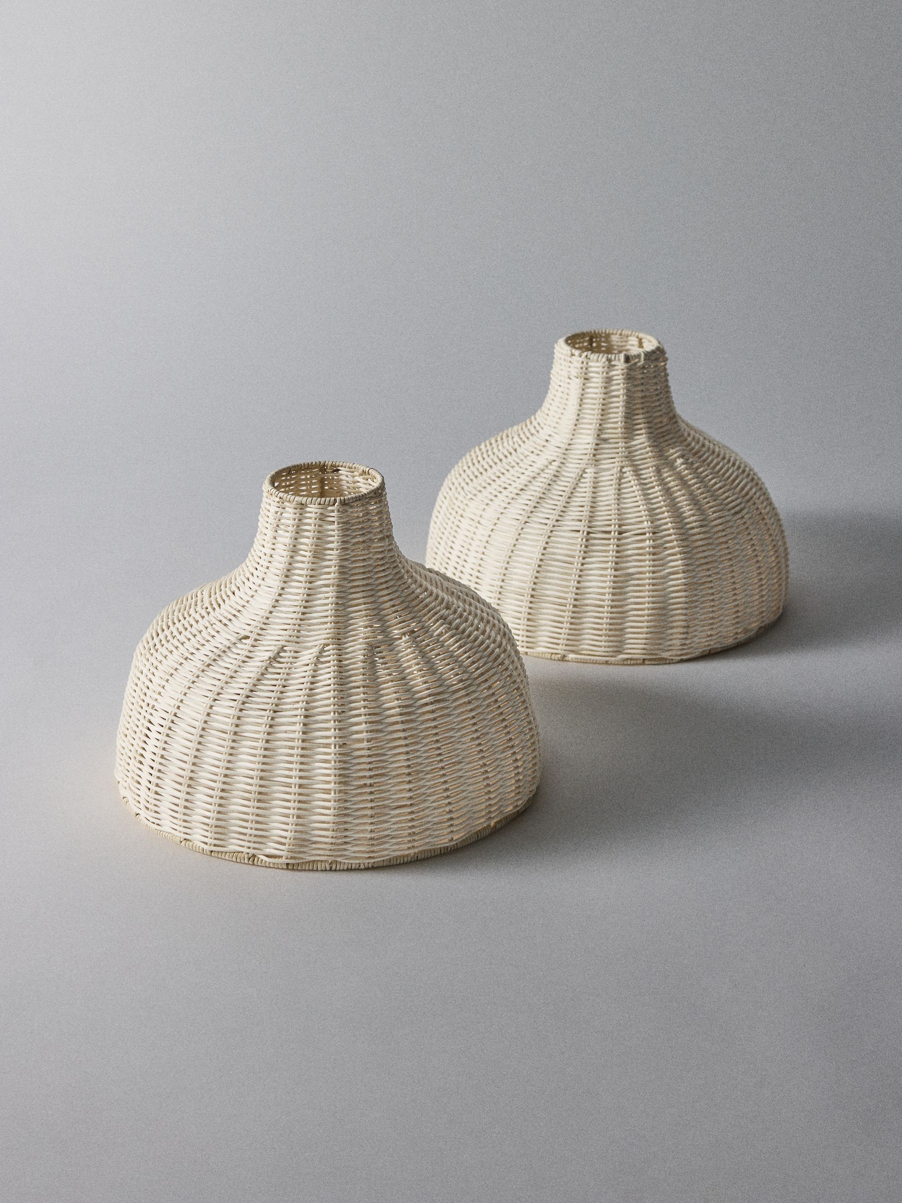 The Set 2 Pack Cream Rattan Easy Fit Light Shades - Image 3 of 4
