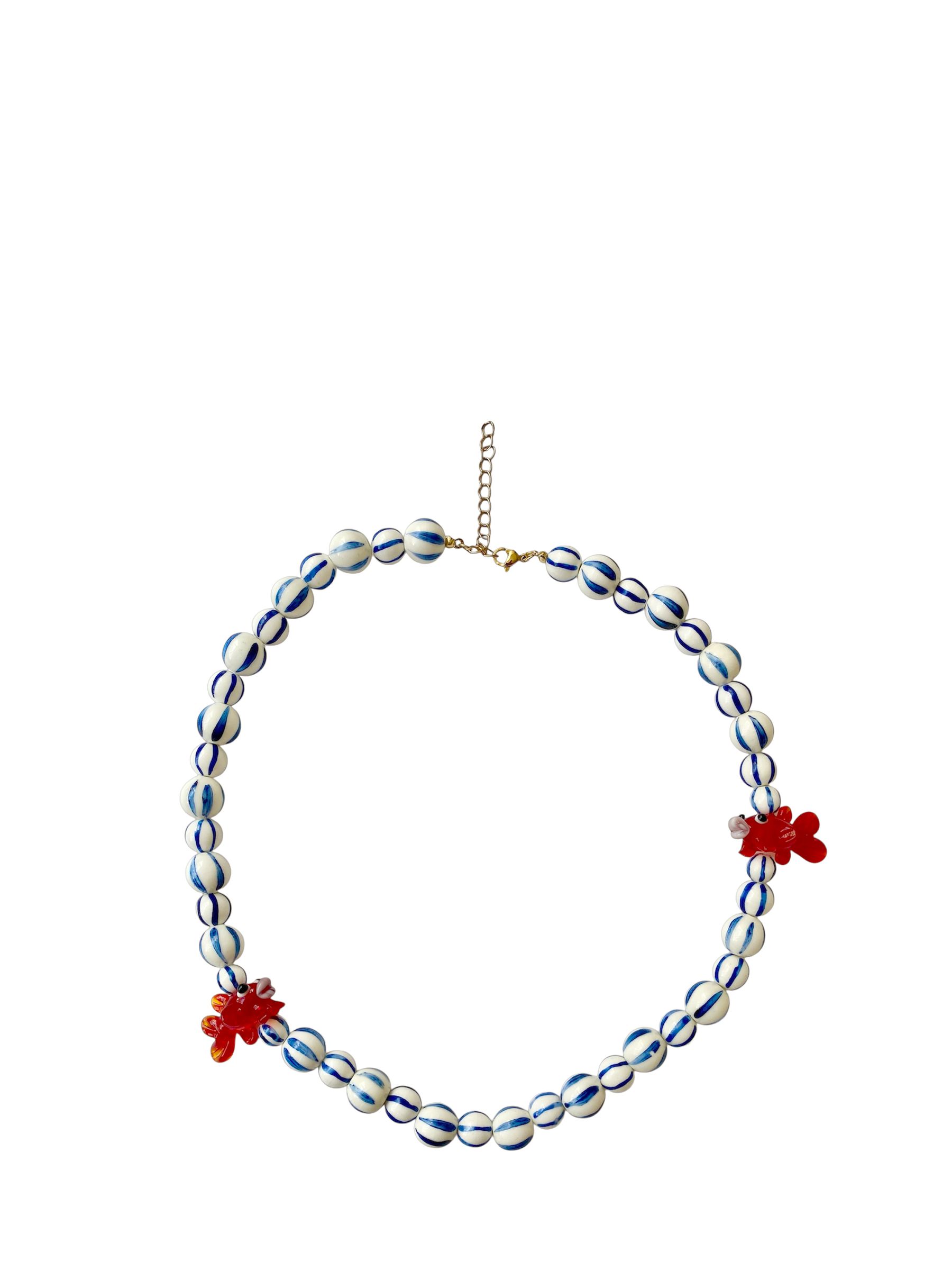 Minerva White Two Fish Necklace - Image 1 of 3