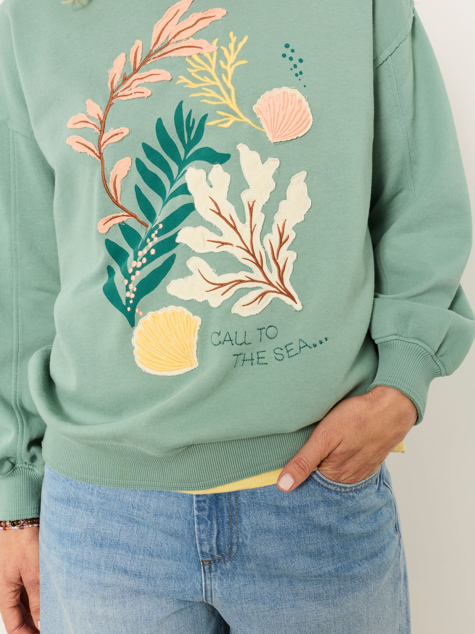 Alex Green Coral Graphic Crew Sweat Top - Image 2 of 6