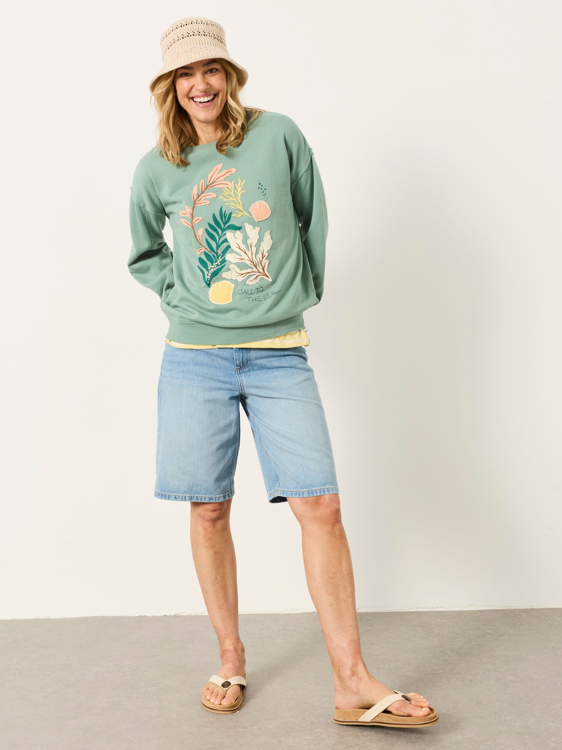 Alex Green Coral Graphic Crew Sweat Top - Image 3 of 6