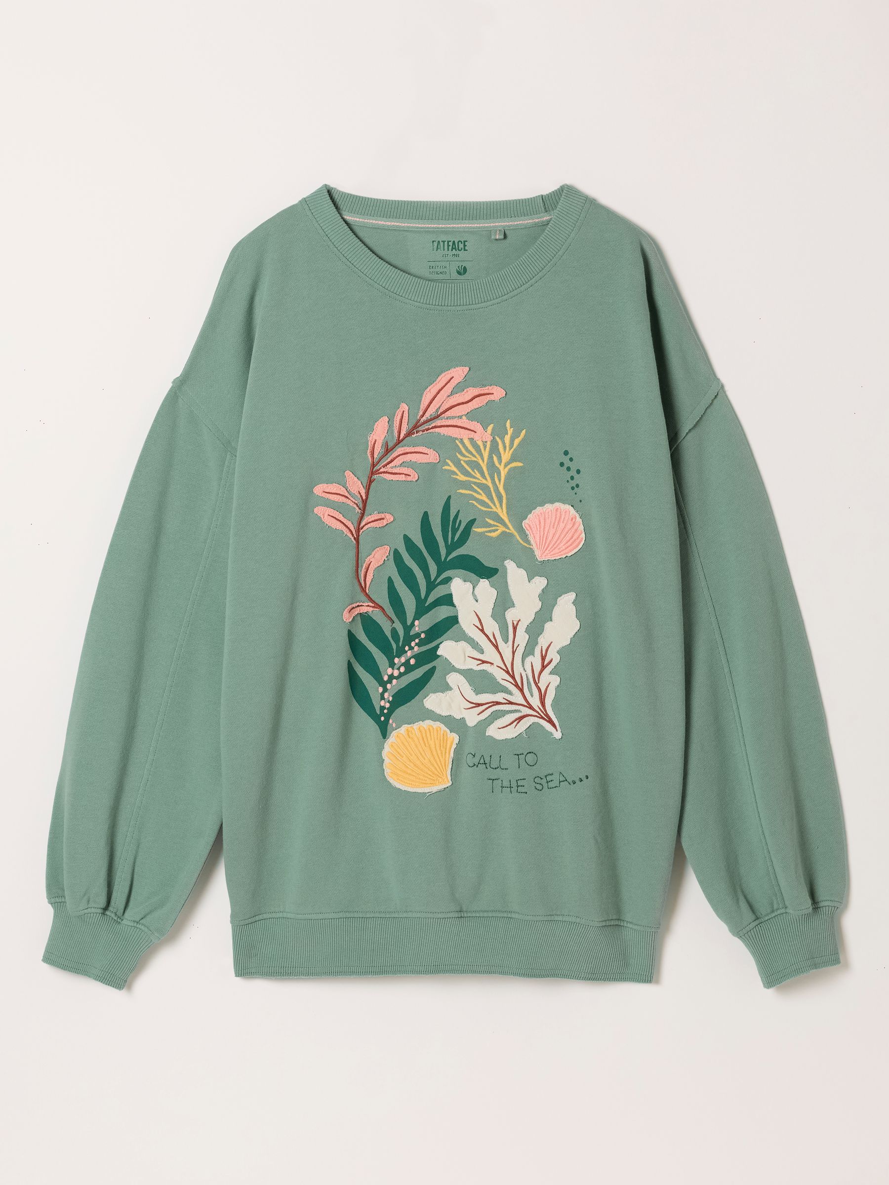 Alex Green Coral Graphic Crew Sweat Top - Image 6 of 6 Alex Green Coral Graphic Crew Sweat Top - Image 6 of 6