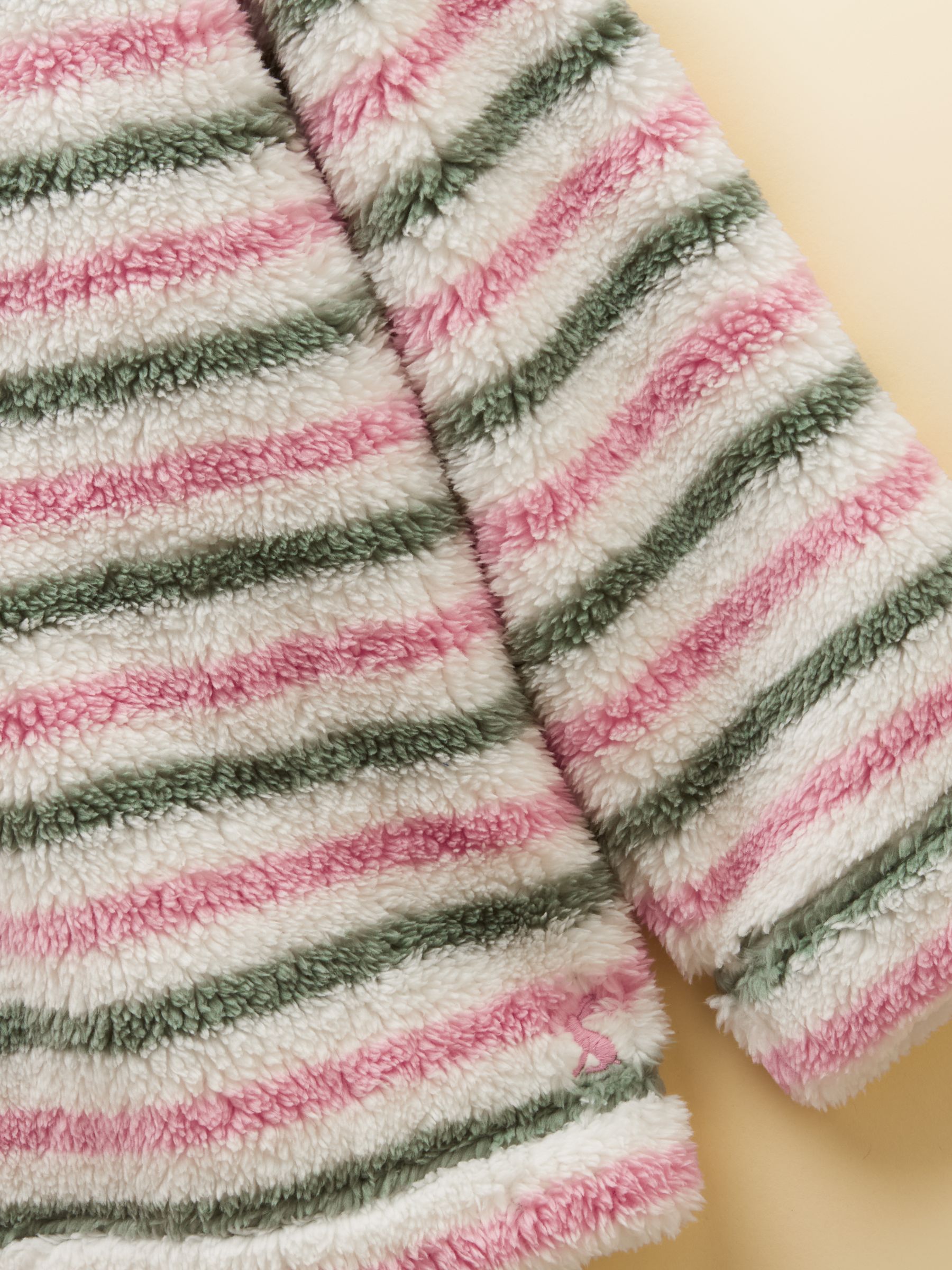 Girls' Woozle Pink & Khaki Stripe Quarter Zip Fleece - Image 3 of 5