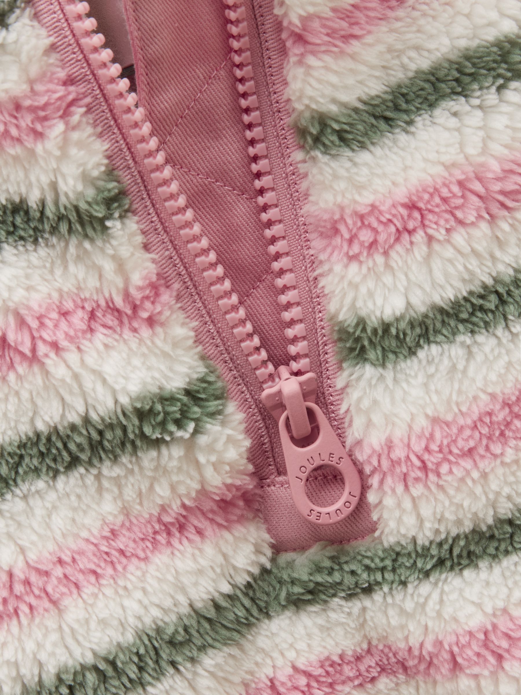 Girls' Woozle Pink & Khaki Stripe Quarter Zip Fleece - Image 4 of 5