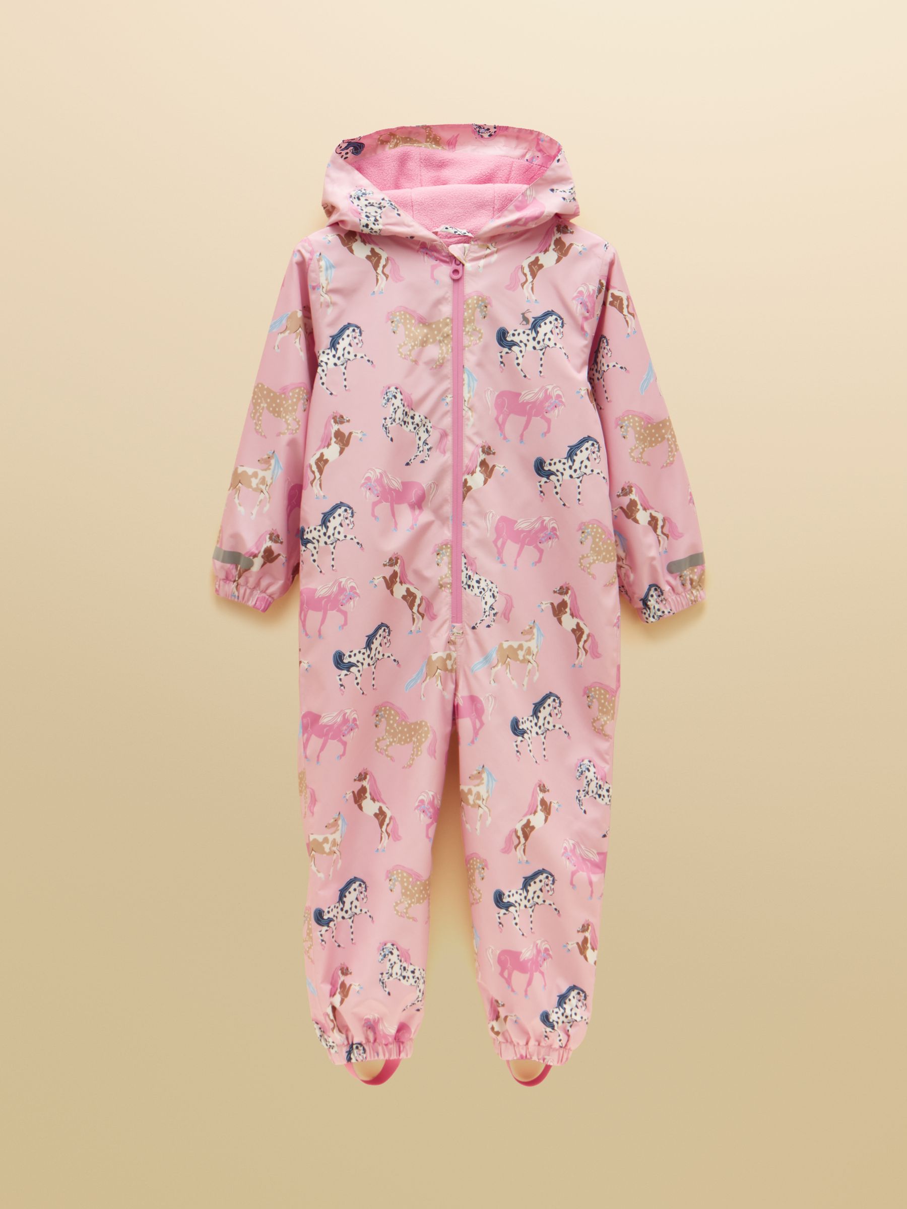Girls' Raindrop Pink Horse Waterproof Packaway Puddlesuit - Image 1 of 5