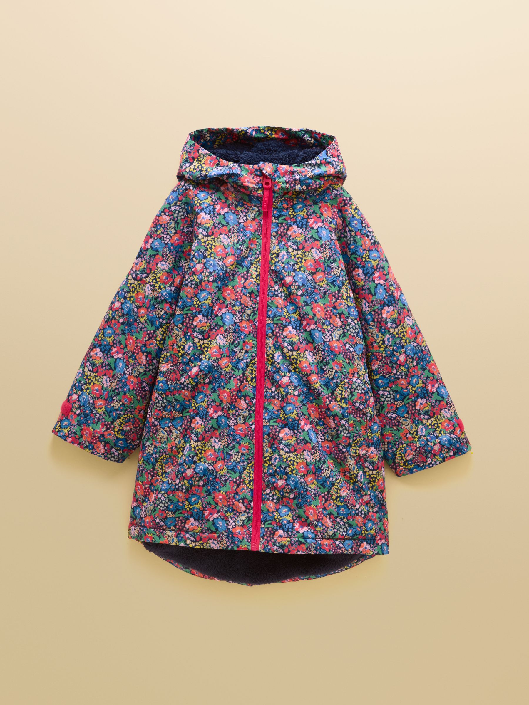 Girls' Coverall Navy Ditsy Oversized Fleece Lined Waterproof Coat - Image 1 of 5 Girls' Coverall Navy Ditsy Oversized Fleece Lined Waterproof Coat - Image 1 of 5
