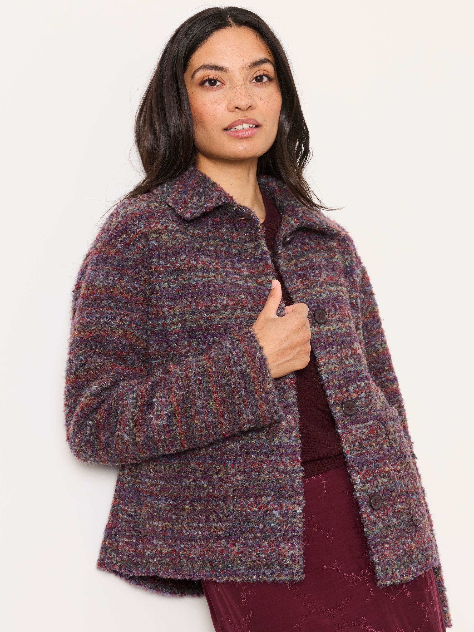 Faye Space Dye Plum Purple Short Jacket - Image 1 of 6