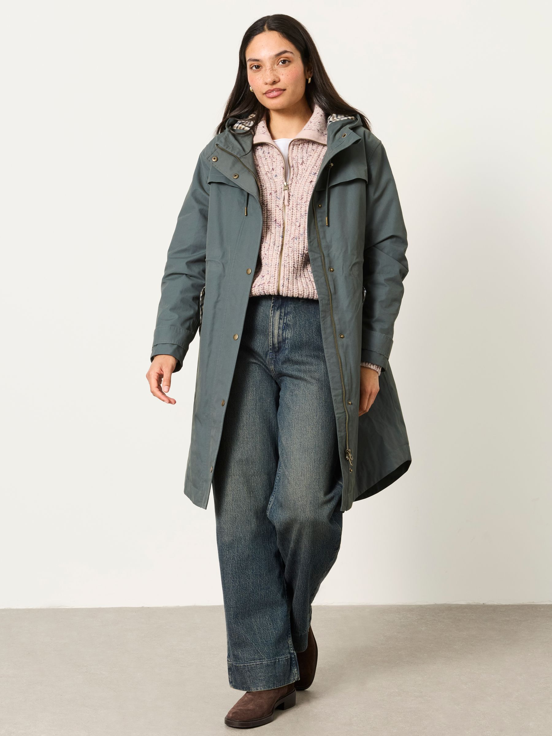 Inverness Teal Blue Long Raincoat - Image 1 of 6 Inverness Teal Blue Long Raincoat - Image 1 of 6