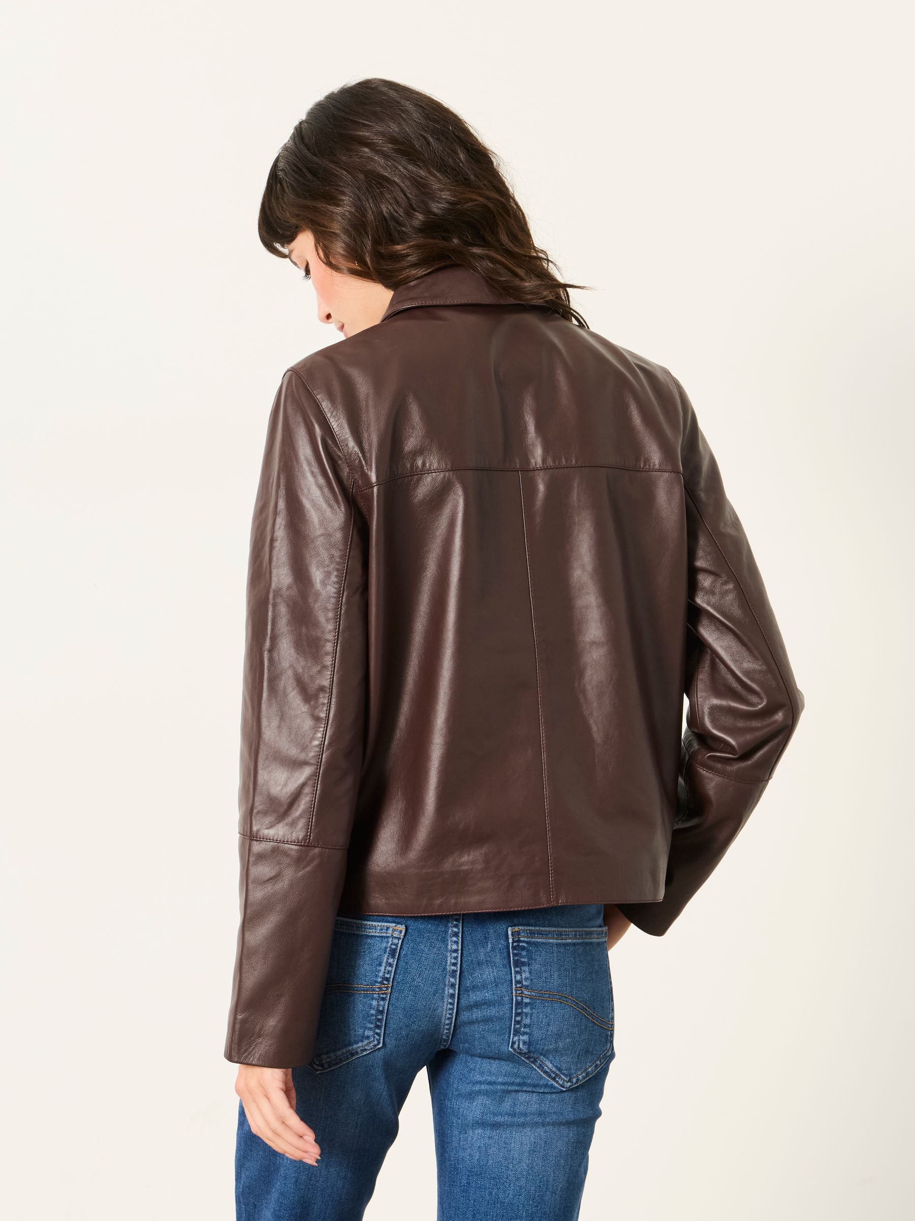 Eliza Plum Purple Leather Jacket - Image 2 of 5 Eliza Plum Purple Leather Jacket - Image 2 of 5