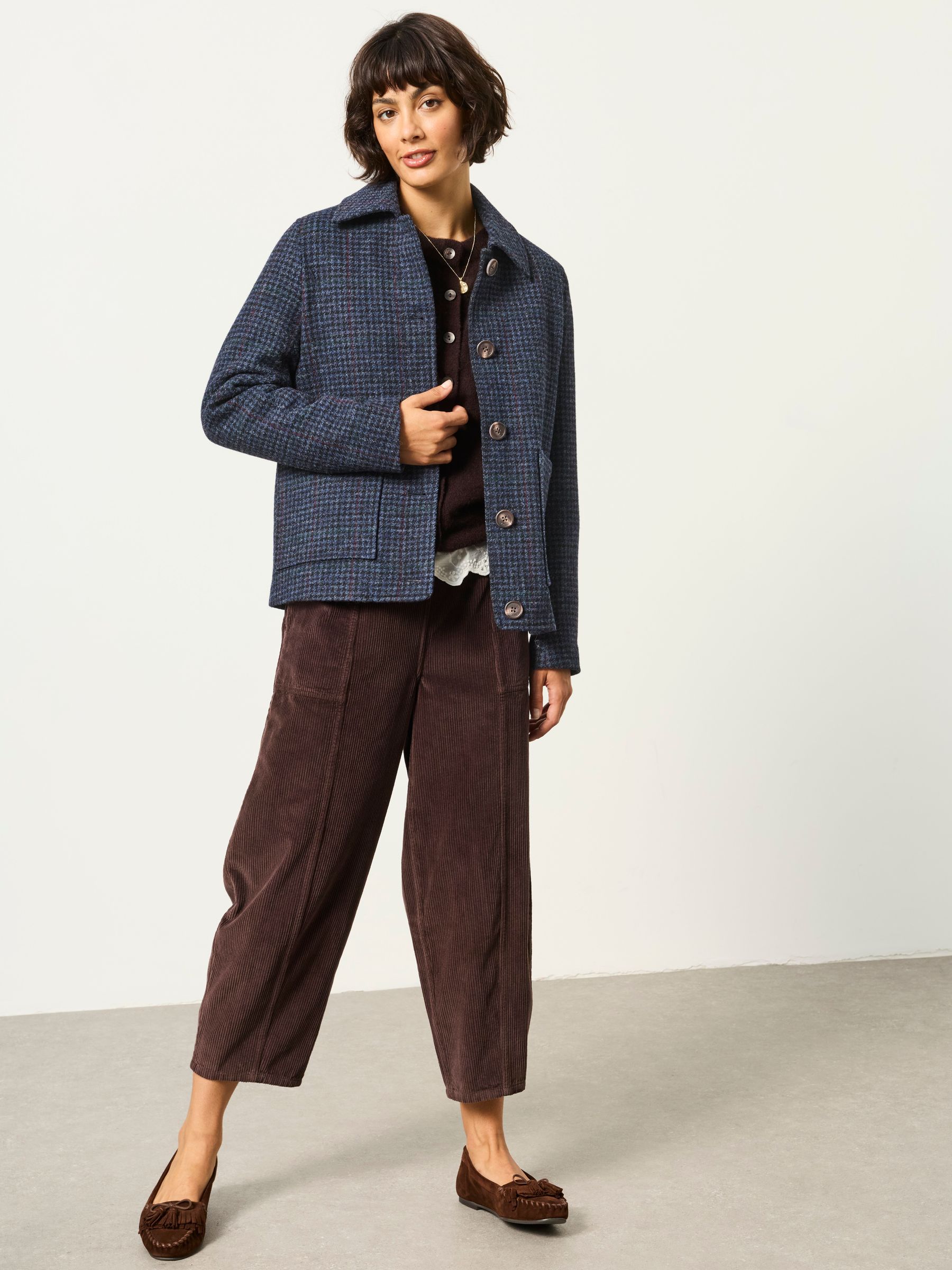 Maye Moons Navy Petite Short Wool Coat - Image 4 of 6