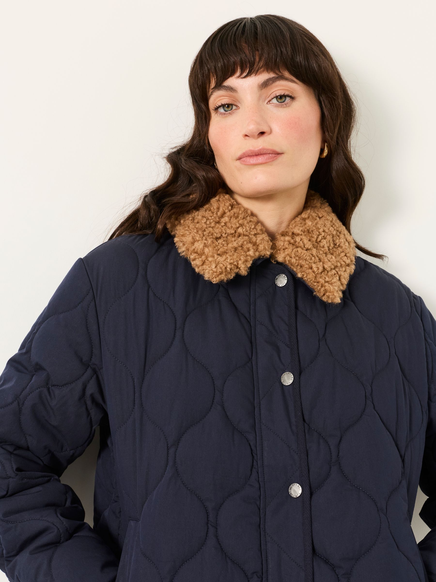 Cumbria Navy Petite Removable Collar Quilted Jacket - Image 3 of 7