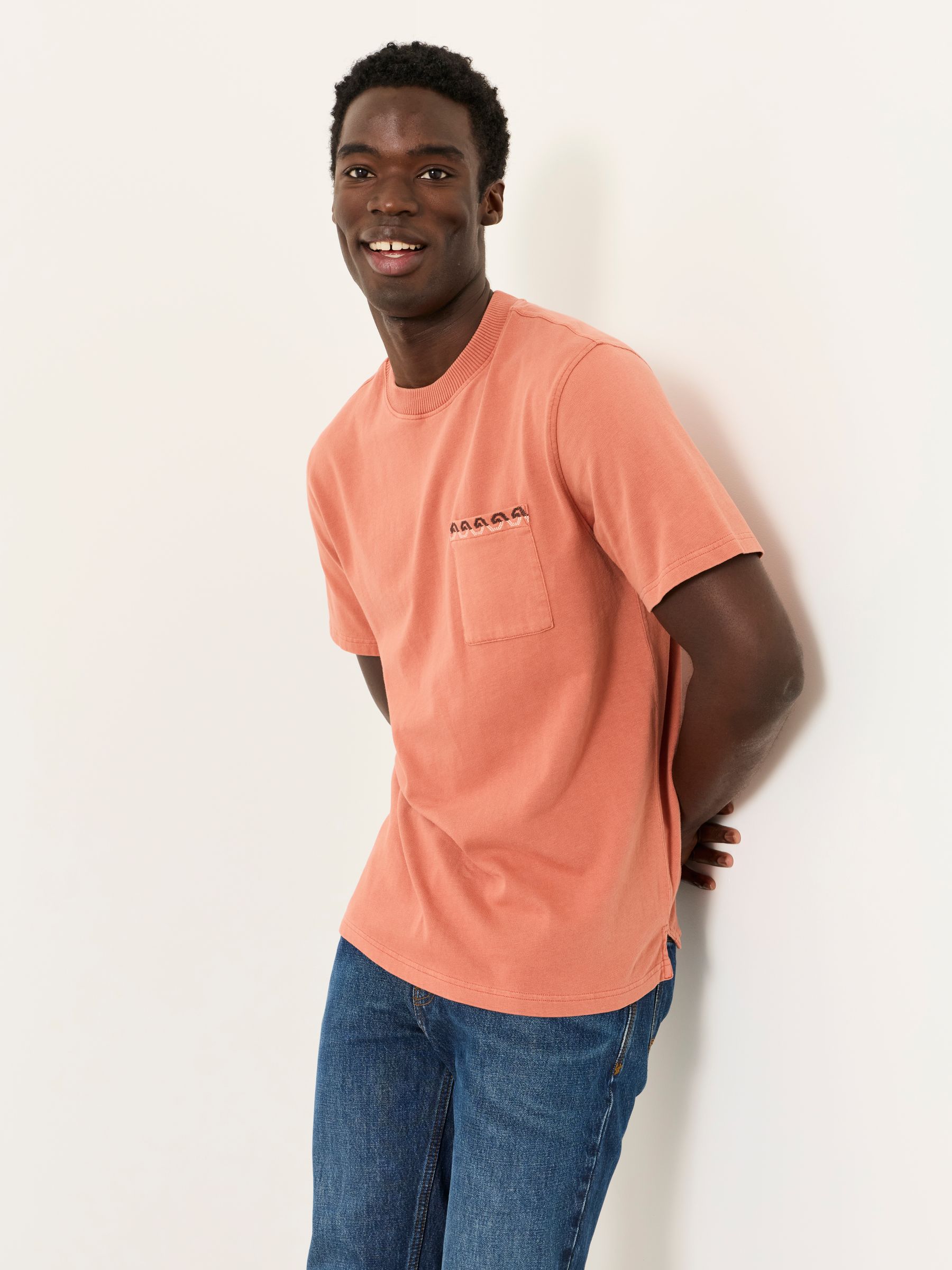 Easton Terracotta Embroidered Pocket Tshirt - Image 1 of 6